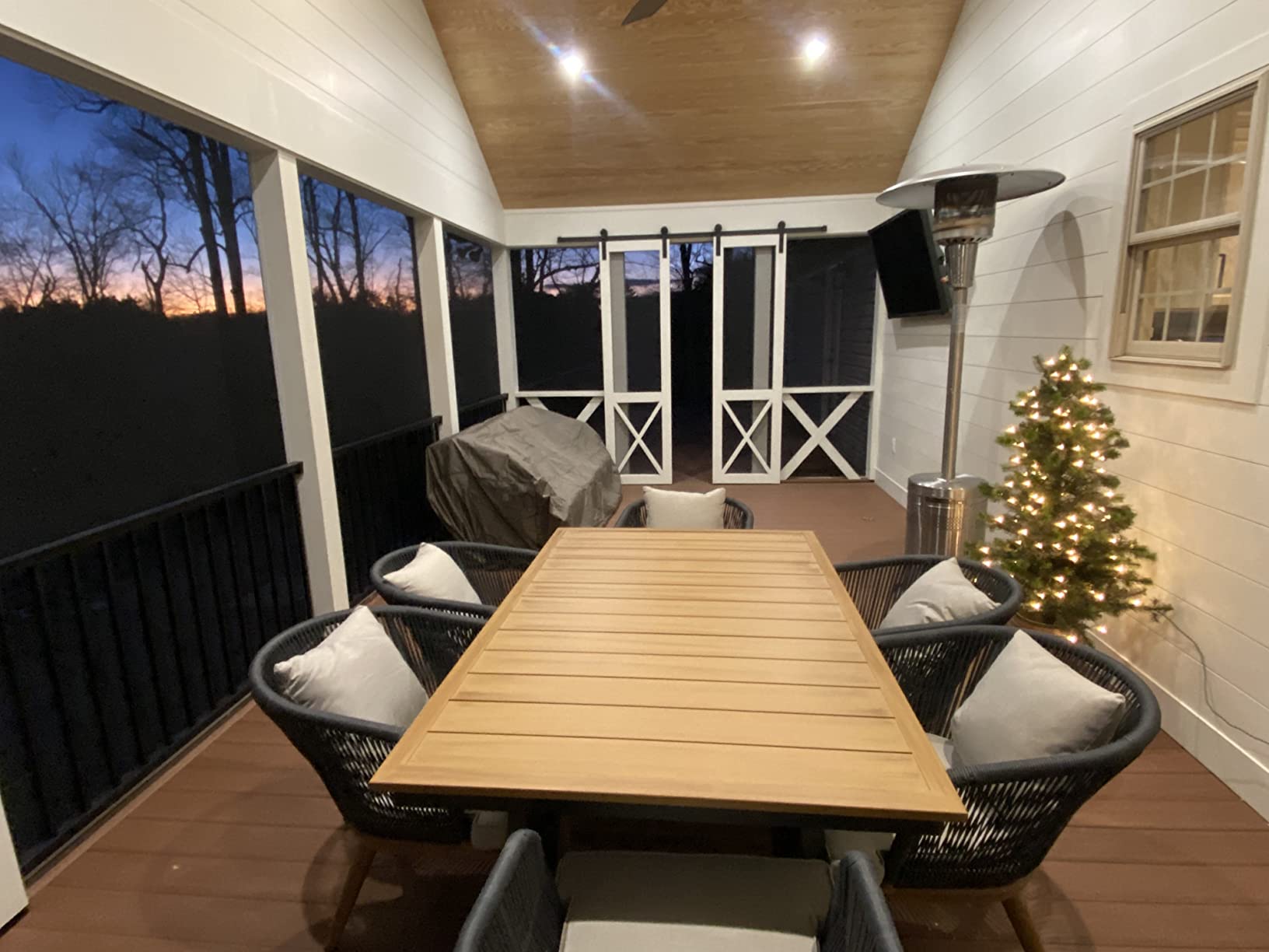 PURPLE LEAF 7 Pieces Patio Dining Set Teak-Finish Aluminum Table and Chairs customer photo 2