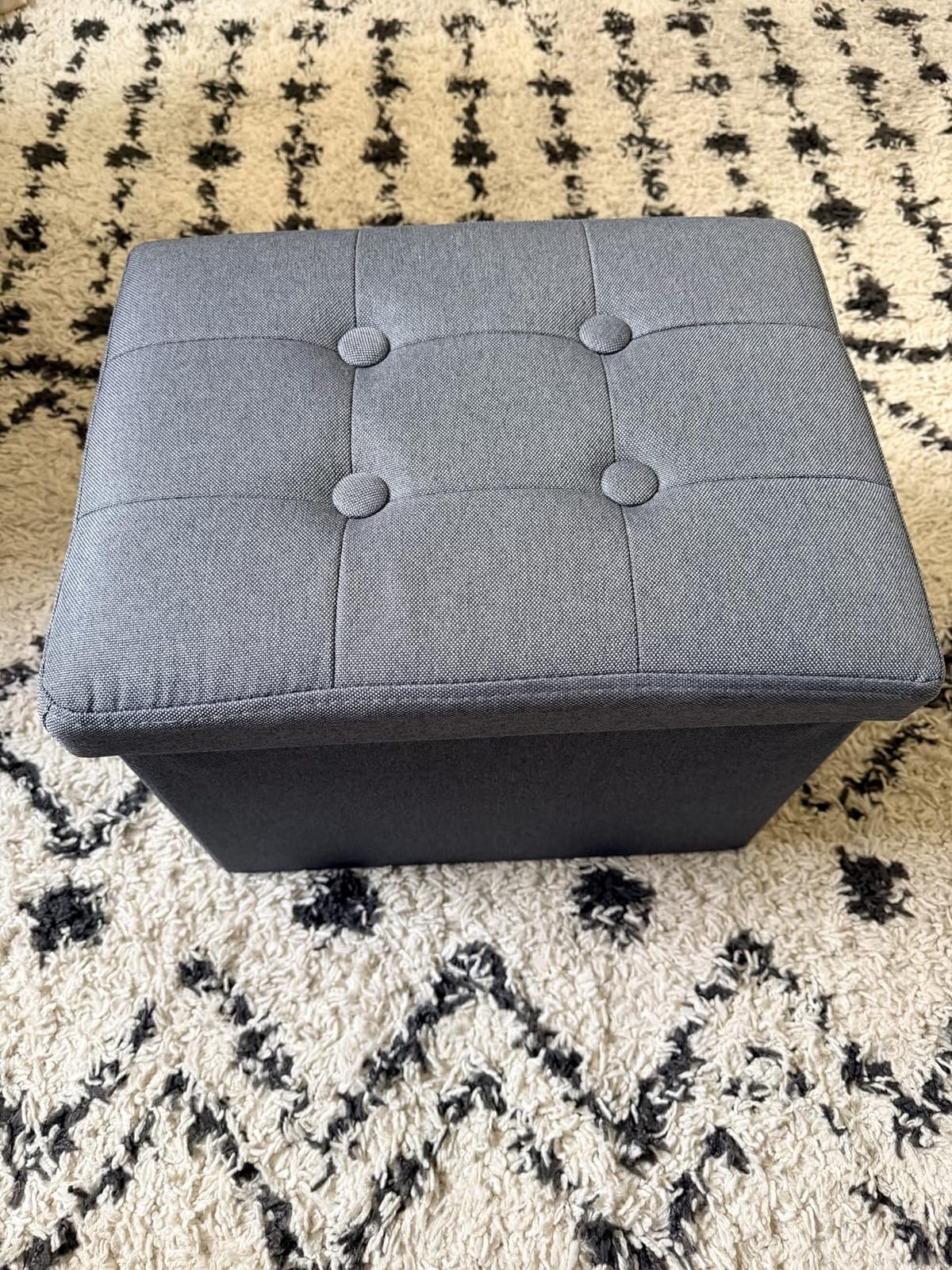 ALASDO Storage Ottoman Footrest Stool Small Ottoman with Storage Foldable Ottomans Foot Rest Footstool Bench for Living Room 17x13x13inches Grey customer photo 2