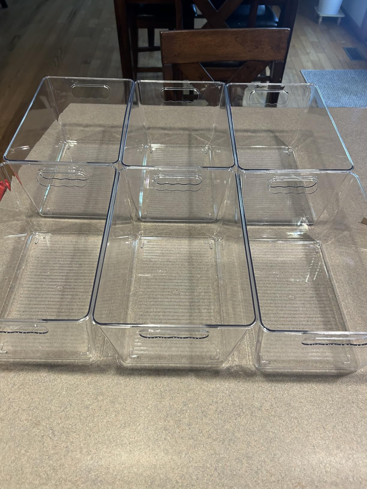 YIHONG 6 Pack Clear Storage Bins, Pantry Organizer Bins with Handle, Large customer photo 1