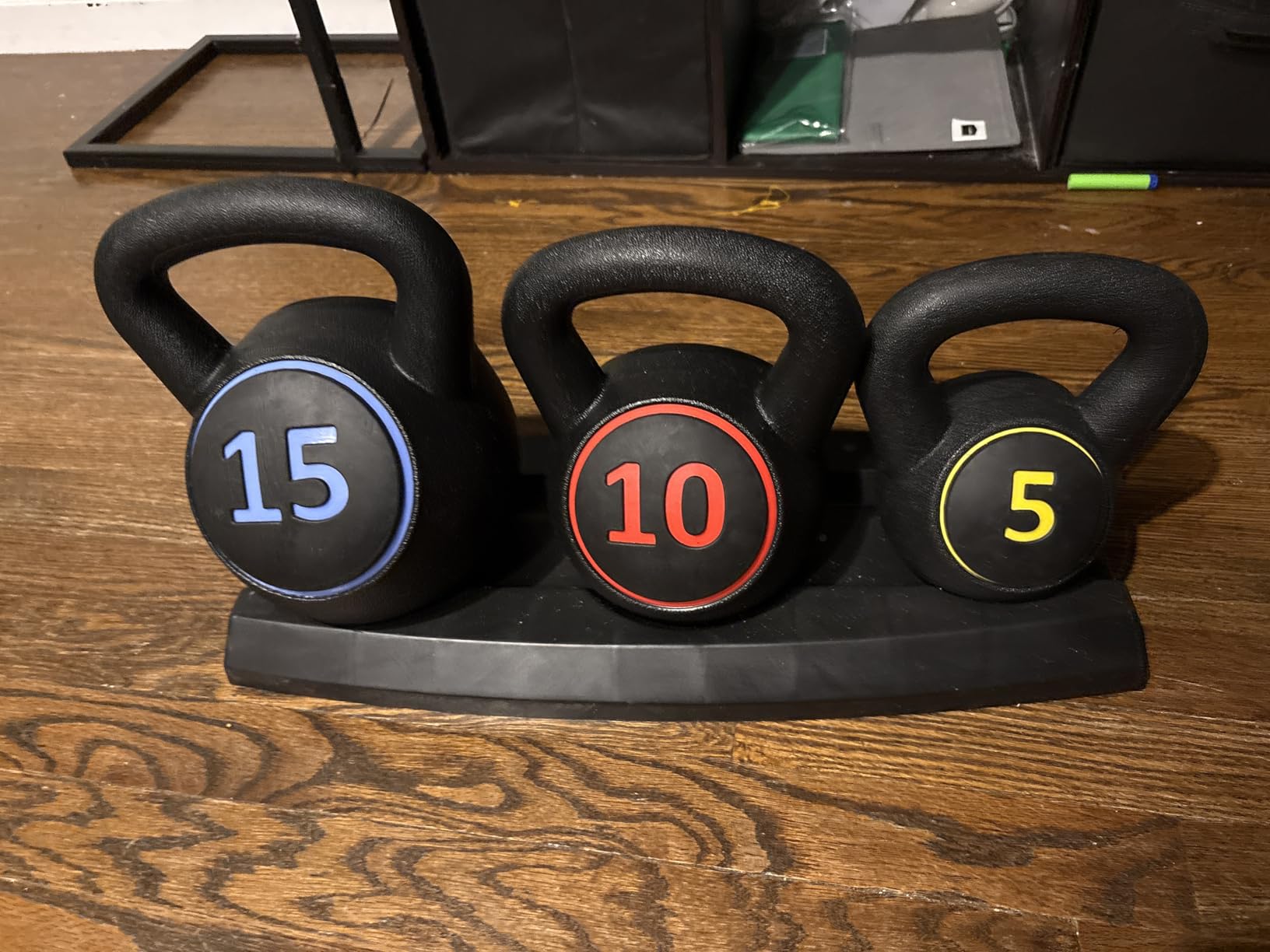 ZENY 3-Piece Kettlebell Set with Storage Rack Heavy Duty Concrete customer photo 2