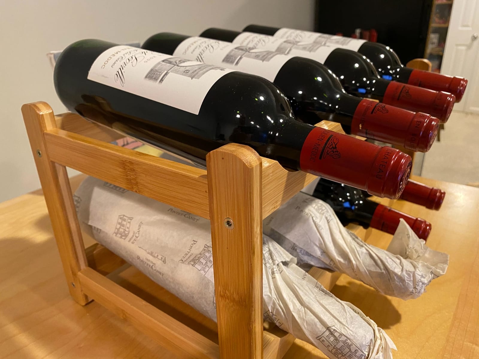Wine Rack 8 Bottle 2-Tier Eco-Friendly Bamboo Wine Storage Easy-Assembly Space-Saving for Wine Lovers,Kitchen Wine Organizer for Countertop,Pantry, Home,Room Decor,Bar customer photo 1