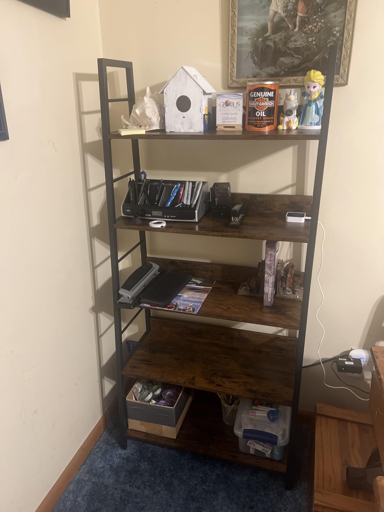 IRONCK 5 Tier Ladder Bookcase with Metal Frame, Rustic Brown customer photo 1