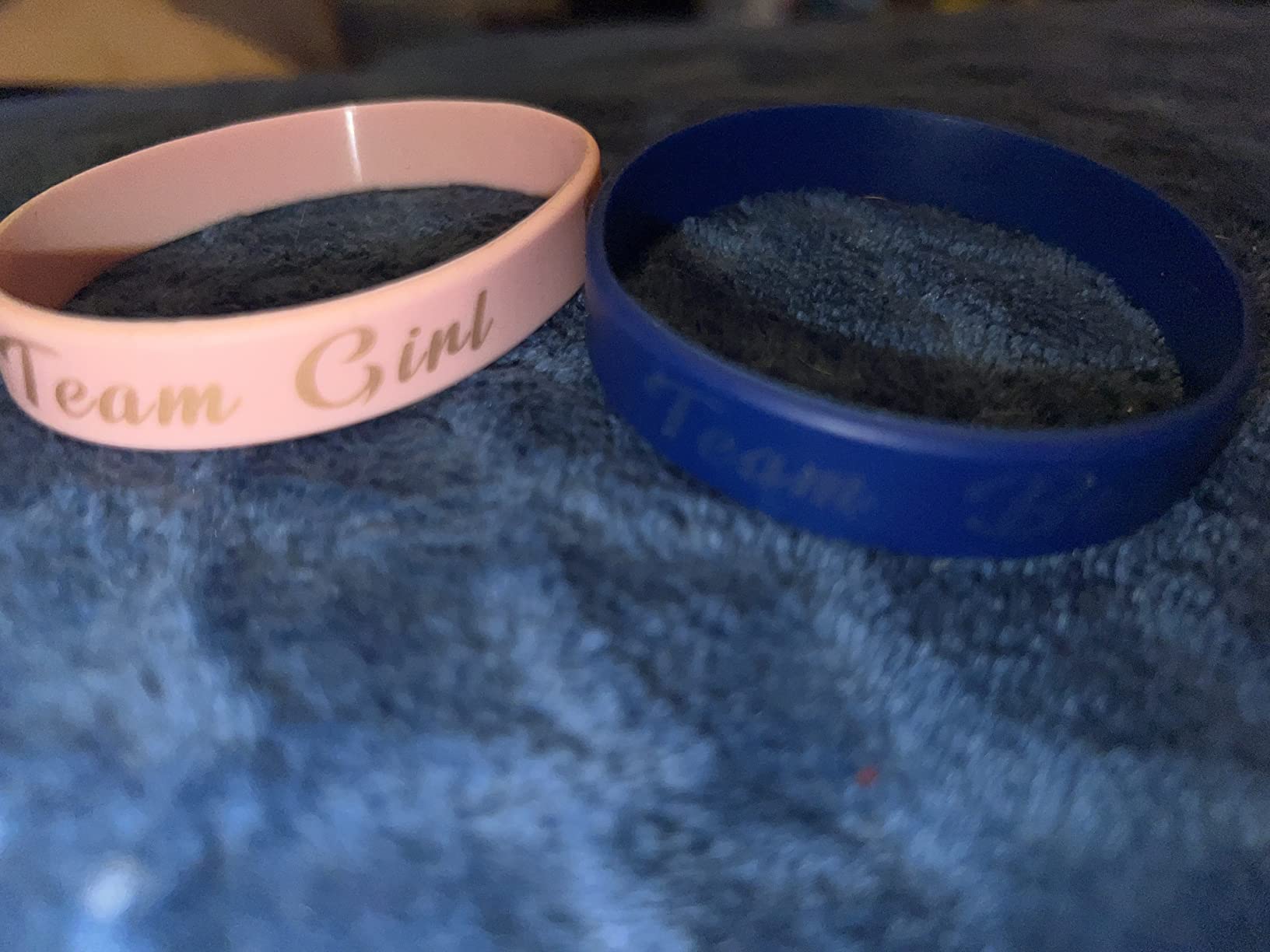Jetec Pink Blue Gender Reveal Party Favors Bracelets, Team Boy Silicone Wristbands and Team Girl Rubber Bracelets for Gender Reveal Game Party Supplies Decorations customer photo 2