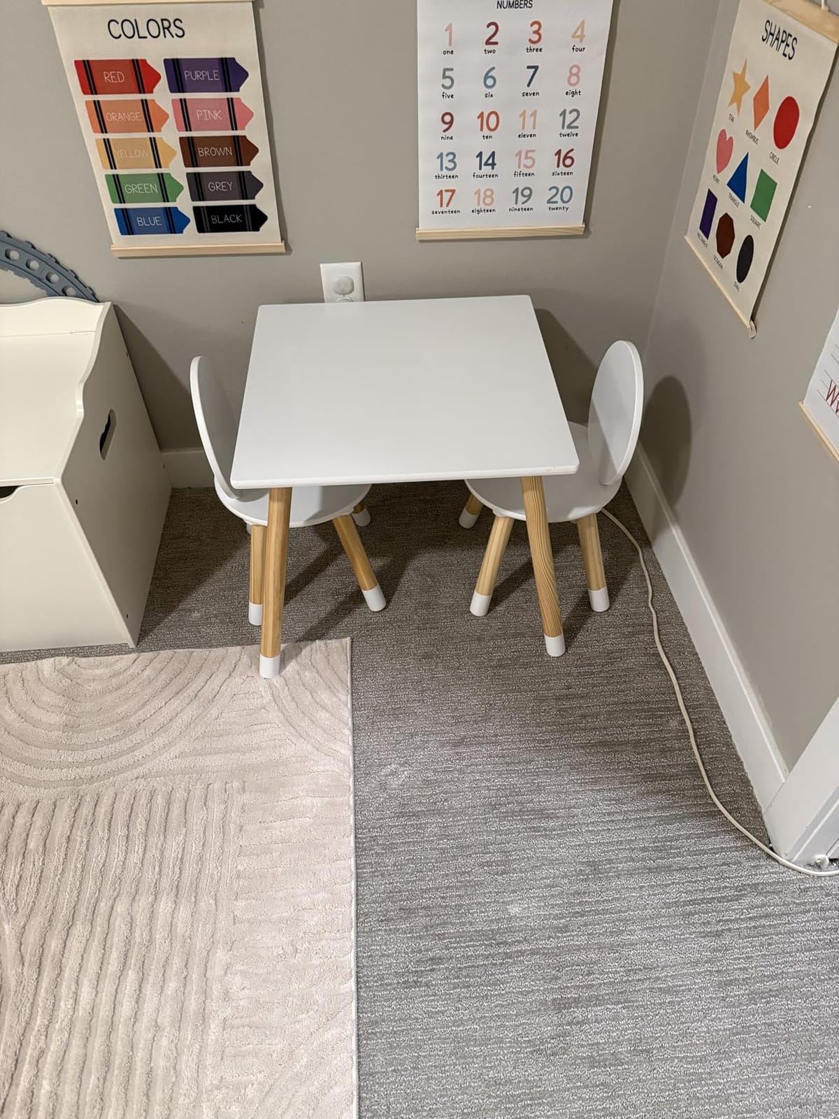 UTEX Bear-Themed Wooden Toddler Table and Chair Set for Kids' Room,White customer photo 1