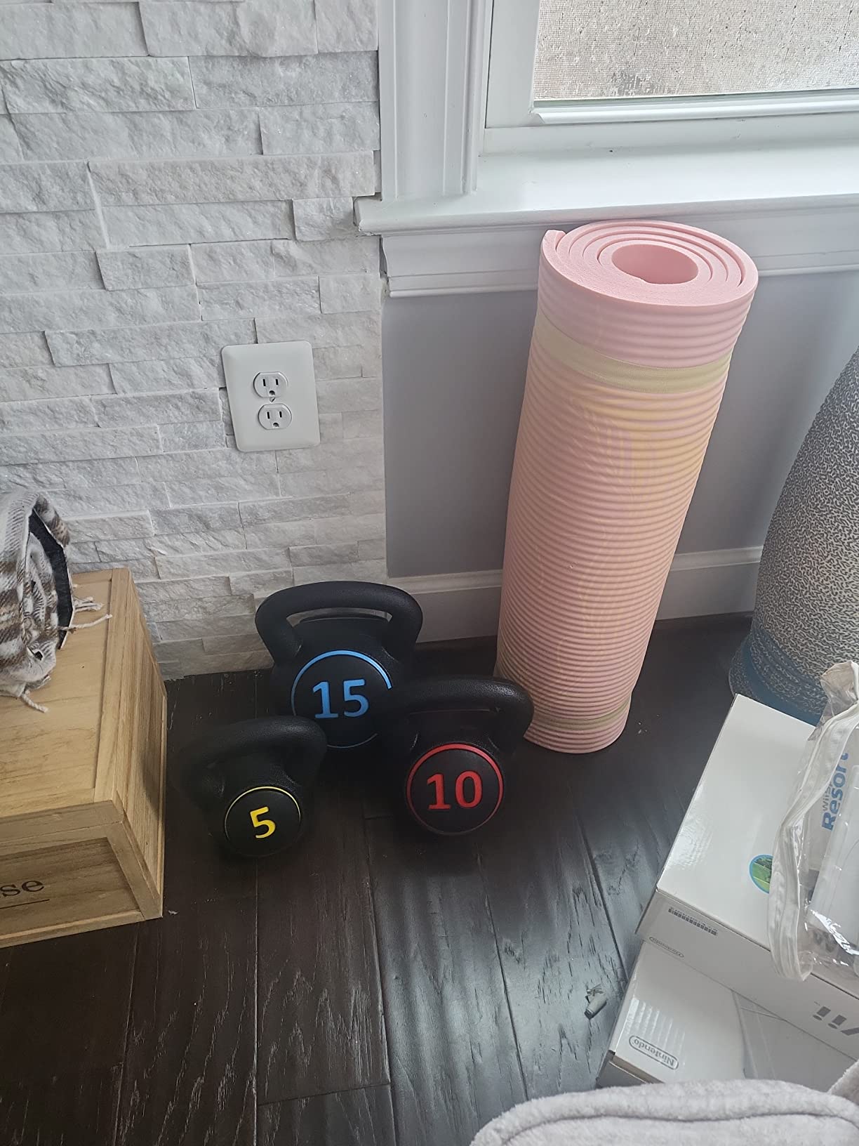 BalanceFrom Vinyl Kettlebell Set, 30/45/50/75 Pound Options – Cement-Filled Strength Training Weights with Ergonomic Grip and Color Coding for Full Body Fitness at Home or Gym customer photo 2