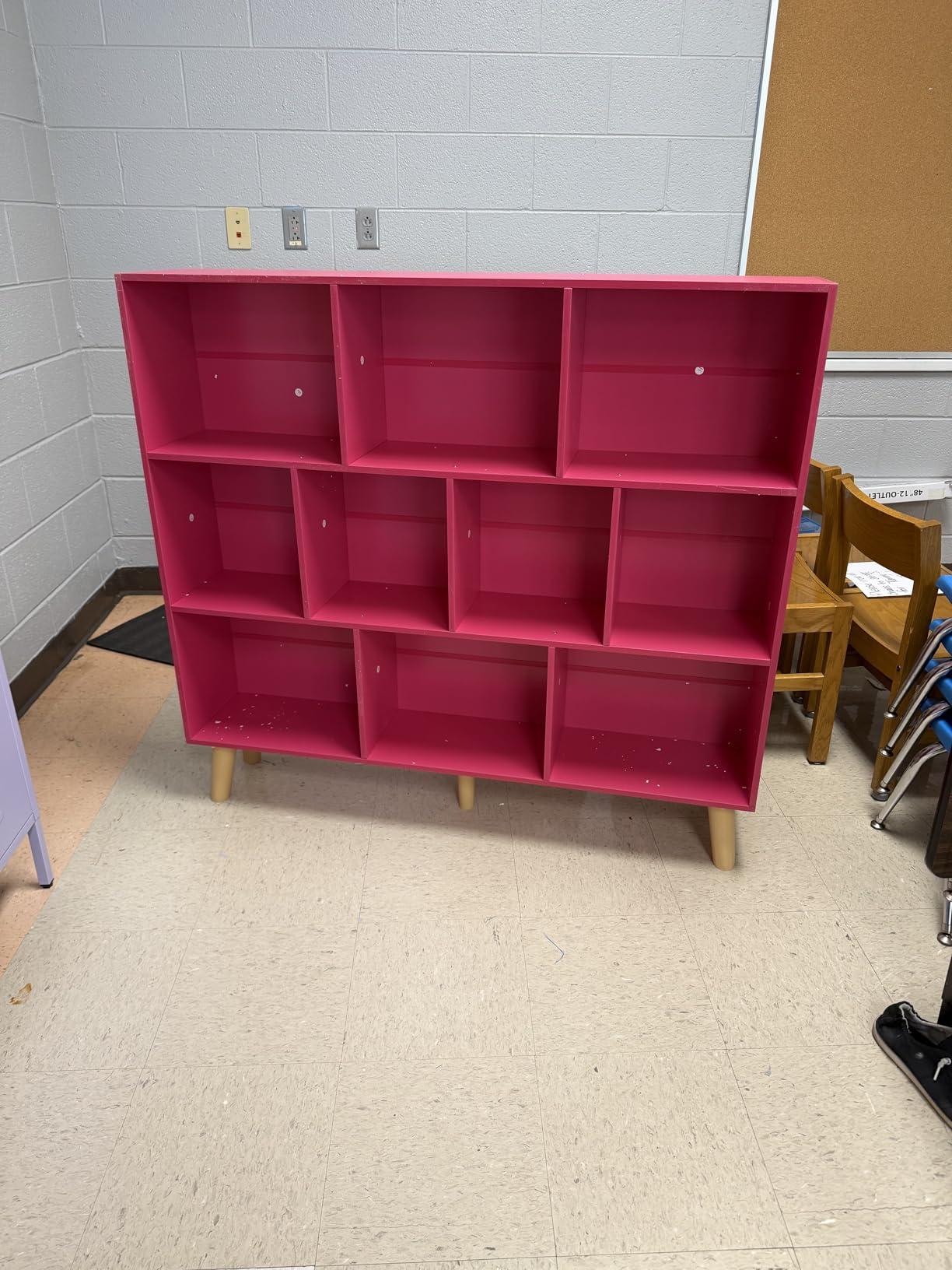 LEYAOYAO Cube Bookshelf, Mid-Century Modern Book Shelf with Legs, Brown customer photo 2
