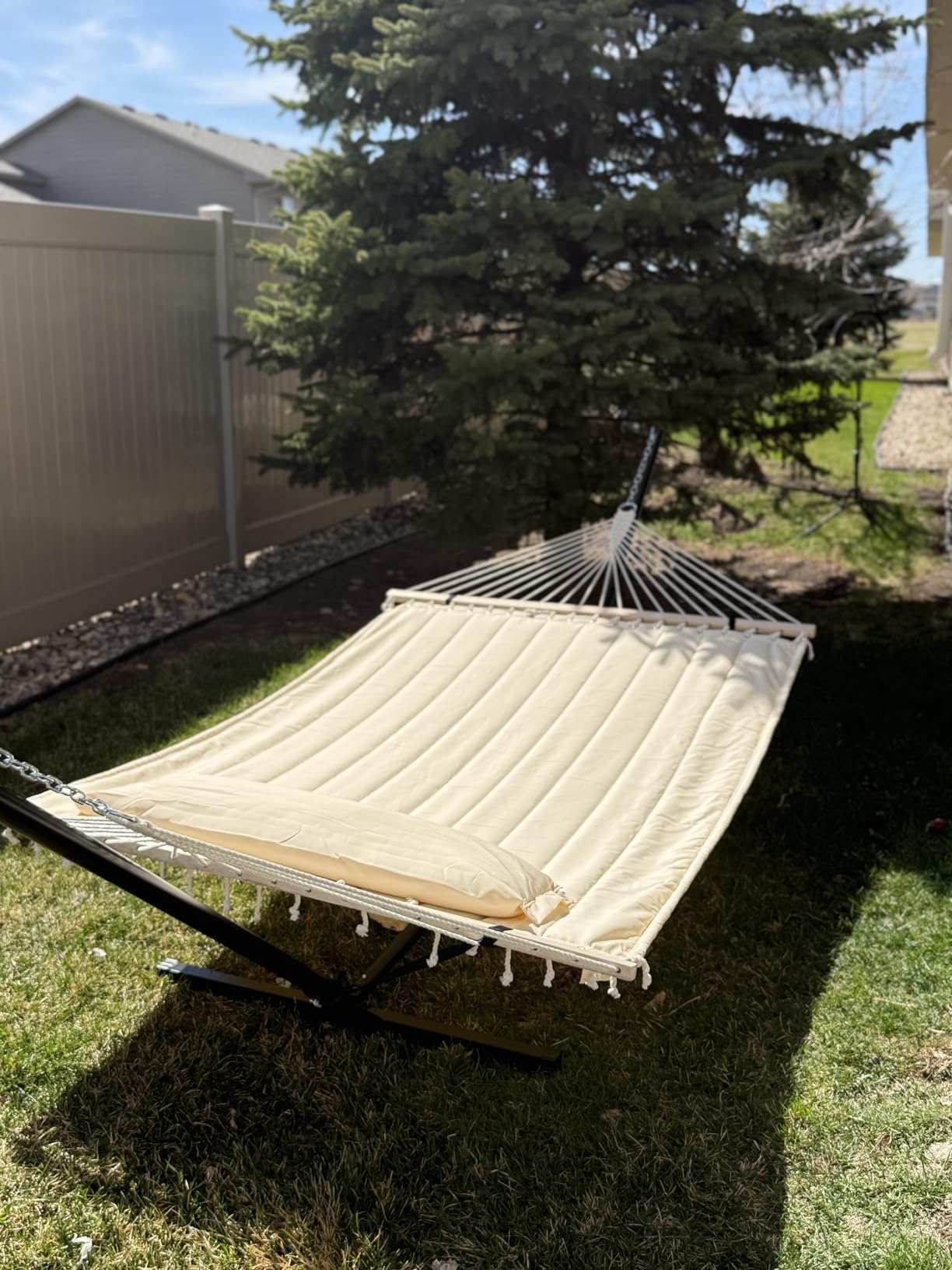 SUNCREAT 2 Person Hammock with Stand, 475 lbs Capacity, Dark Grey | Heavy Duty Portable Hammocks, Heavy Duty Hammock with Stand customer photo 2