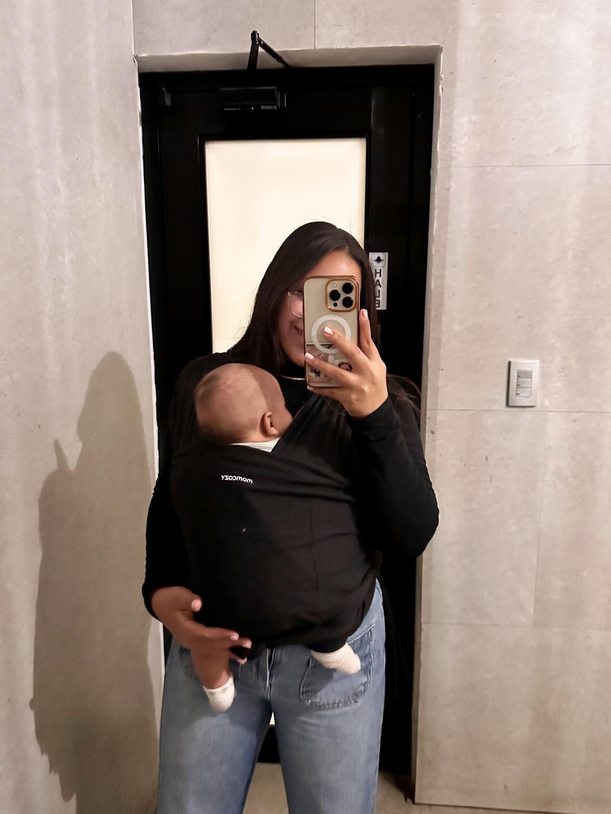 Momcozy Baby Wrap Carrier, Easy-On 2-Piece Design, Newborn to 33 lb customer photo 2