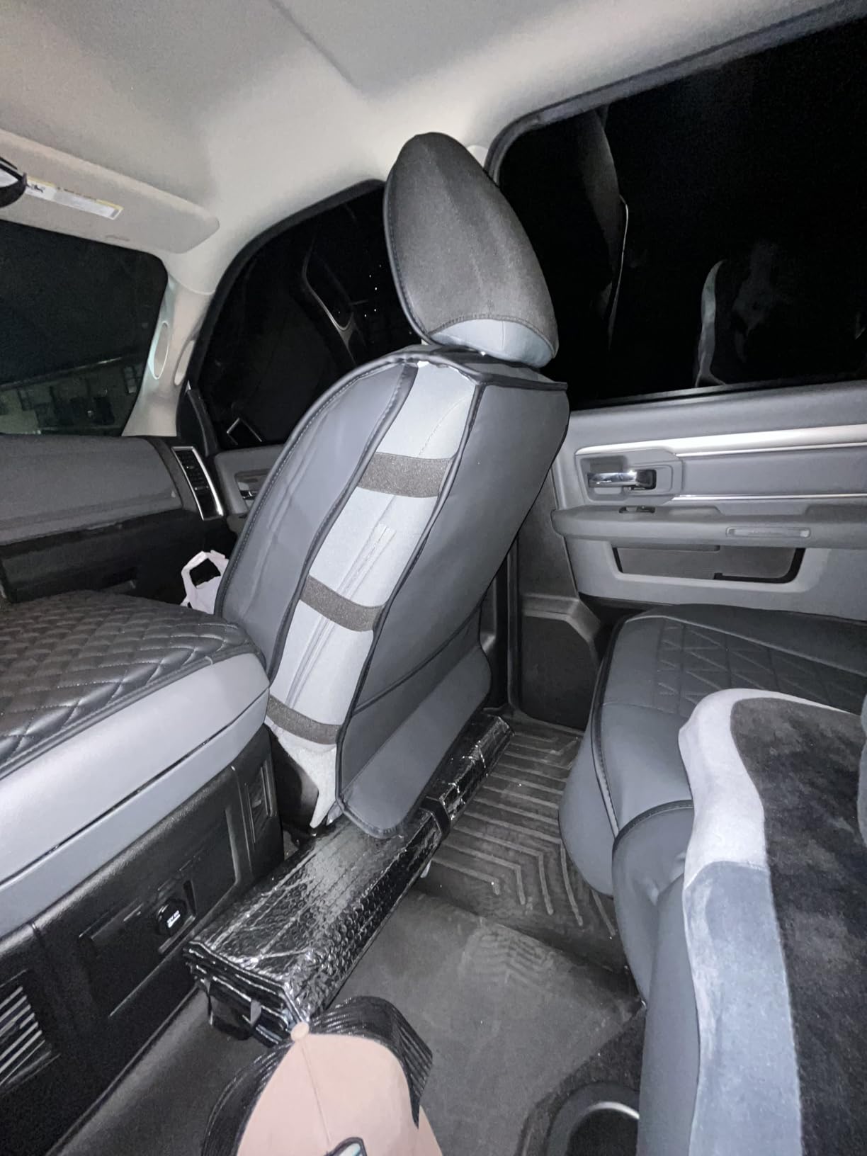 Coverado Ram Seat Covers Full Set, Waterproof Ram 1500 Seat Cover Compatible with 2002-2026 Dodge RAM 1500 2500 3500 Crew Quad Cab with Curved Bench, Black customer photo 2