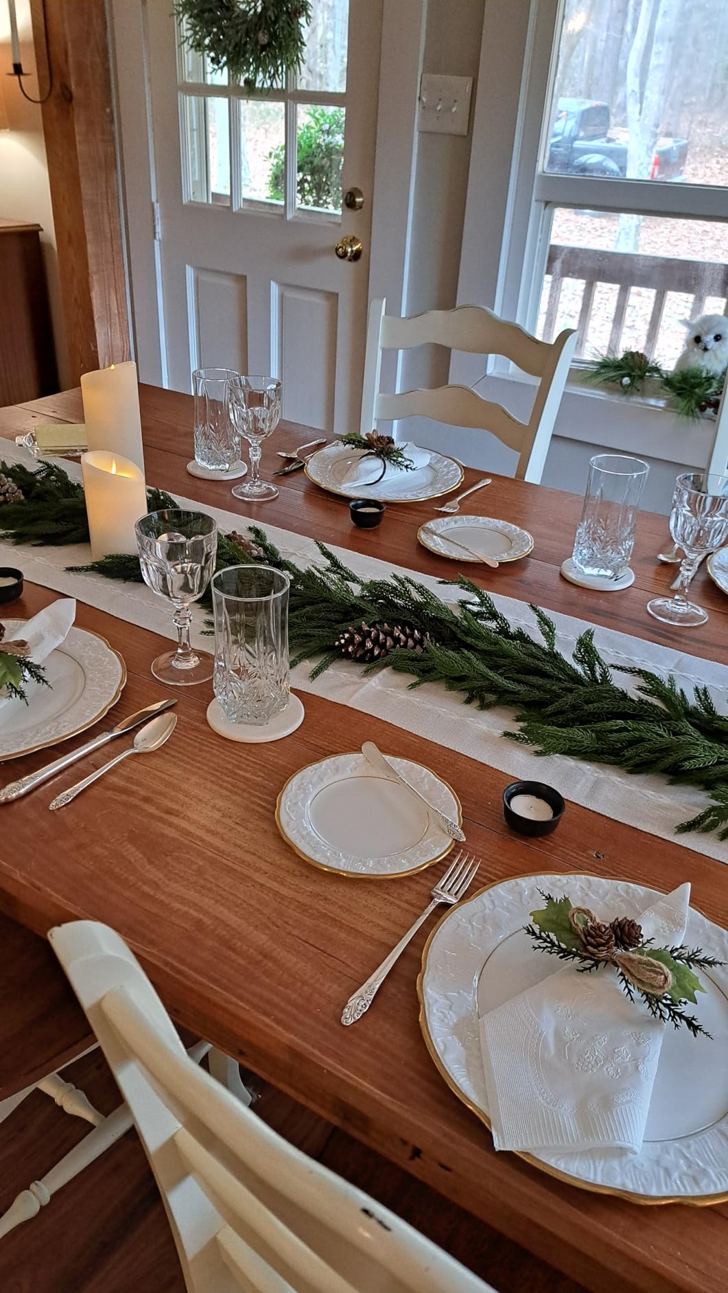 Wracra Rustic Linen Table Runner, Light Coffee Table Runners 72 inches Long customer photo 2