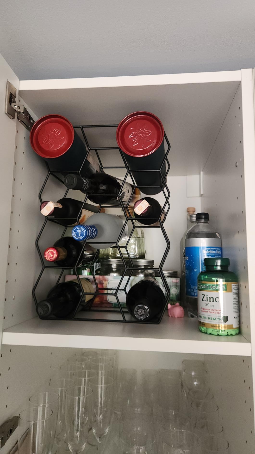 Gusto Nostro Countertop Wine Rack - 14 Bottle Freestanding Modern Black Metal Small - 3 Tier Tabletop Wine Holder Stand for Cabinet, Pantry - Wine Racks Countertop - No Assembly Required customer photo 2