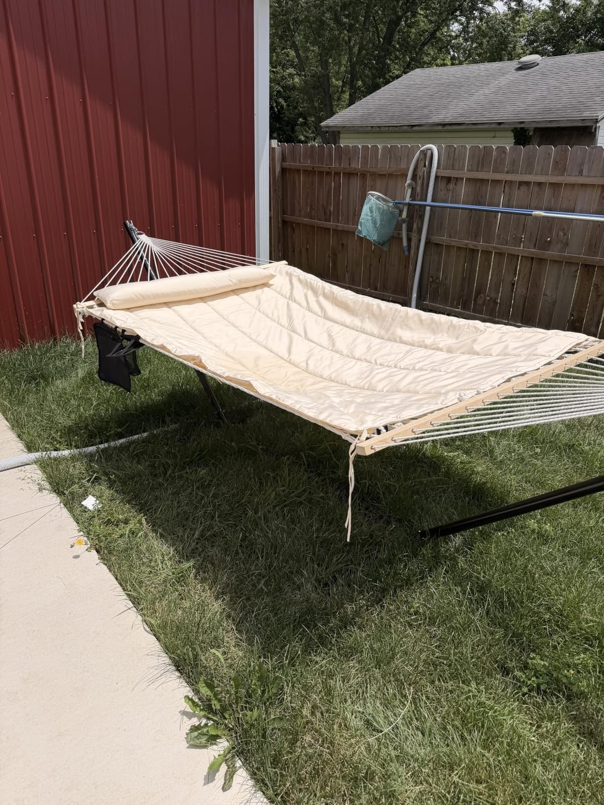SUNCREAT Double Outdoor Hammock with Stand, Carrying Bag, Dark Gray | Two Person Cotton Rope Hammock with Polyester Pad customer photo 2