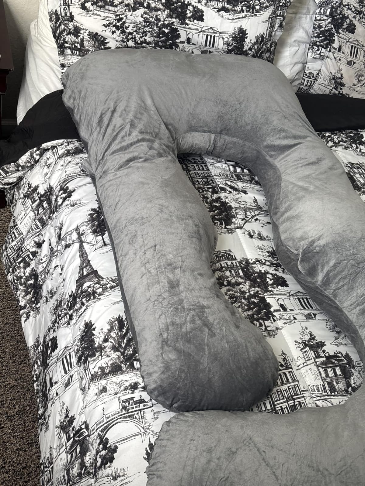 60 Inch Pregnancy Pillow for Sleeping, Extra Large U Shaped Body Pillow, Maternity Pillow for Pregnant Women with Velvet Cover (Dark Grey) customer photo 1