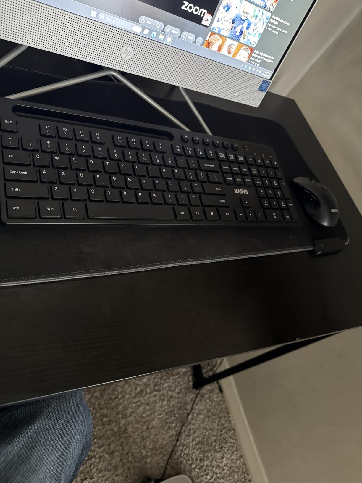 MARVO Wirelss Keyboard and Mouse Combo with Phone Holder, Full-Size, Black | 2.4G Ergonomic Wireless Computer Keyboard with 6 Multimedia, Phone Tablet Holder, Silent Mouse with 6 Button for Mac, Windows customer photo 2