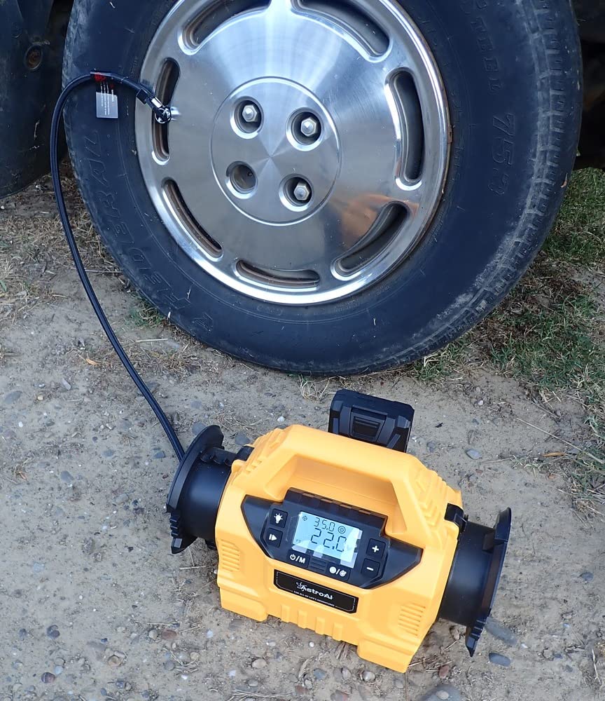 AstroAI MC3 Tire Inflator Portable Air Compressor, 3 Power Sources:Cordless/110V AC/12V DC, 160PSI Fast Inflation Air Pump with Dual Motors, Auto Shut-off for Cars,SUVs, Air Mattress Inflator/Deflator customer photo 1