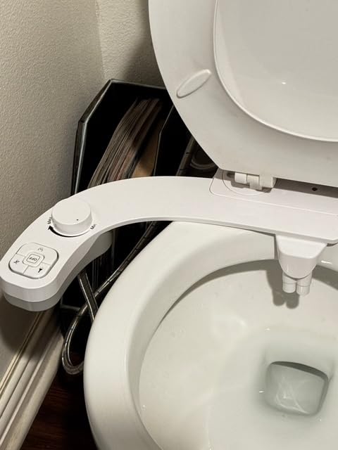 Bidet Attachment for Toilet, Dual Nozzle (Frontal and Rear Wash) Non-Electric Fresh Water Toilet Seat Attachment with Nozzle Self Cleaning, Adjustable Water Pressure(Chrome Silver) customer photo 2