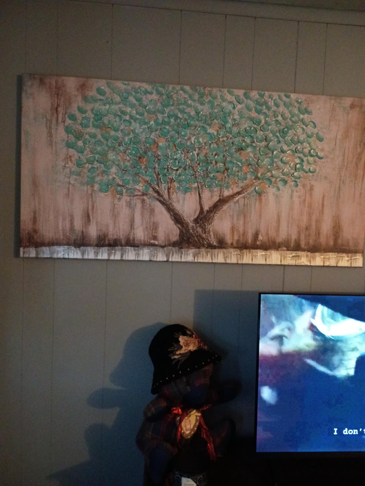 Arjun Tree of Life Wall Art Canvas for Living Room Blue Tree Nature Teal Painting, 50% Hand Painted Textured Picture Bedroom Panoramic Landscape Artwork Framed Home Office Decor 40