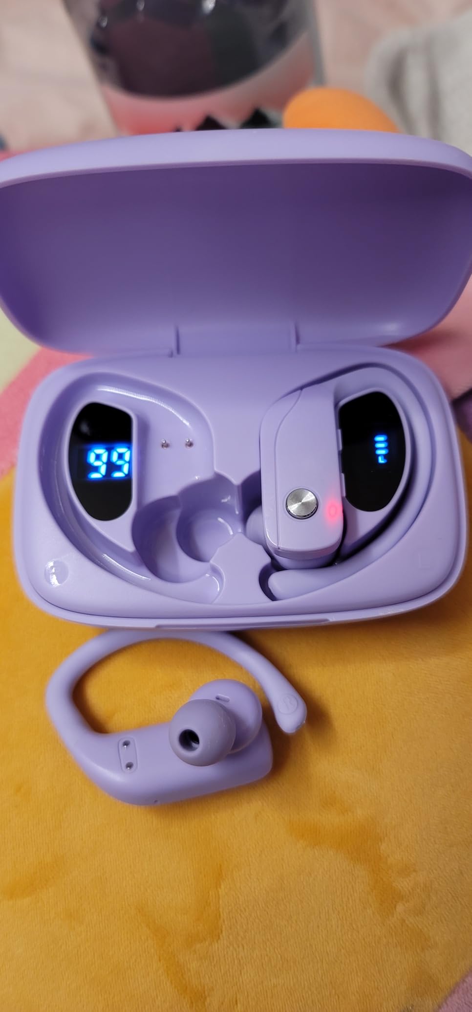 bmani Ear Buds Wireless Earbuds Bluetooth Headphones with 80H Playtime LED Display Case, Over-Ear Hook with Mic, Stereo Sound, Easy Button Controls, Sports Earphones for Running Workout Gym Green customer photo 1