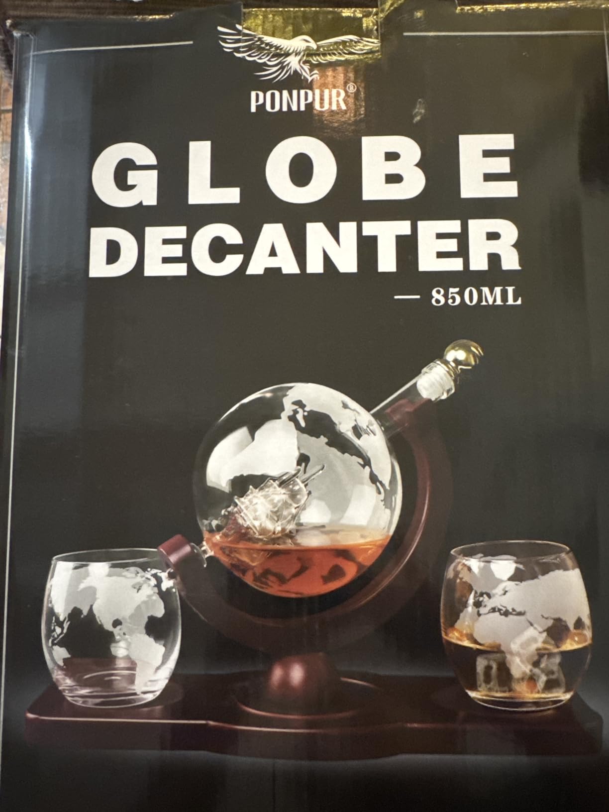 PONPUR Gifts for Men Dad Christmas, Whiskey Decanter Globe Set with 2 Ball Stones & 2 Glasses, Anniversary Birthday Gifts for Him Husband Boyfriend Brother, Cool Stuff Gift for Bourbon Scotch customer photo 2