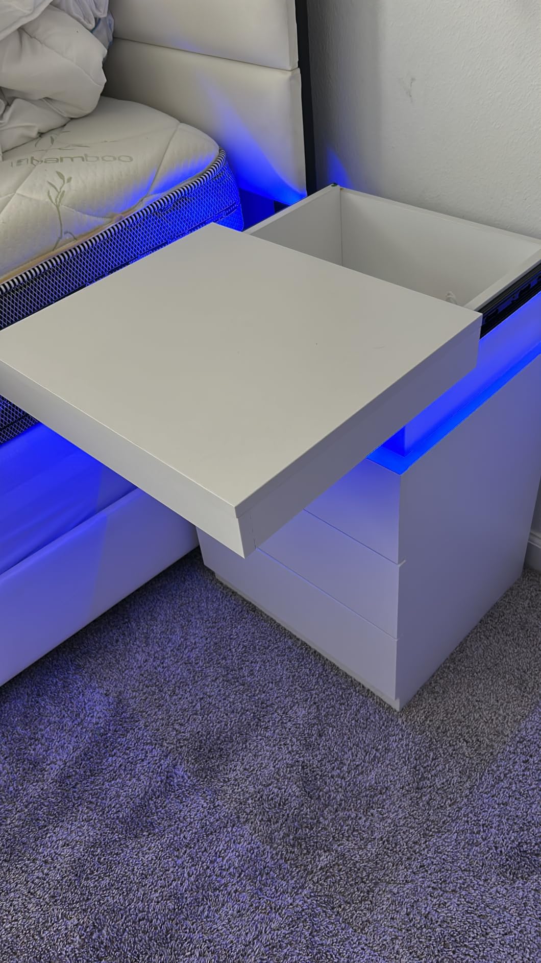 ADORNEVE Black Nightstand with Charging Station and LED Lights customer photo 2