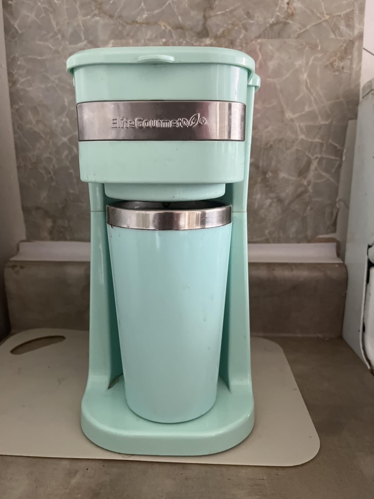 Elite Gourmet EHC113M Personal Single-Serve Compact Coffee Maker, Mint | Includes 14oz stainless steel interior thermal travel mug, reusable filter - compatible with coffee grounds customer photo 2