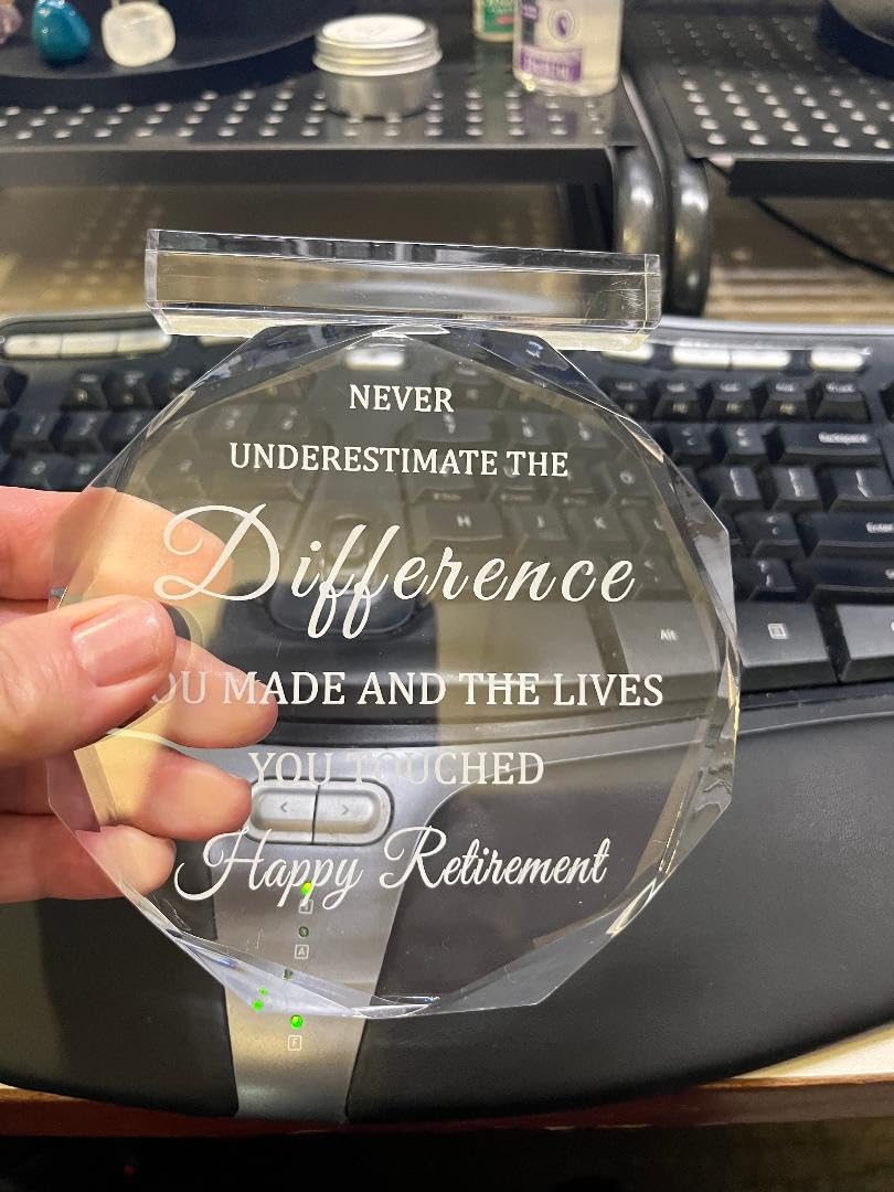 Chunful Happy Retirement Gift Plaque Men Crystal with Stand,Novel Style customer photo 1
