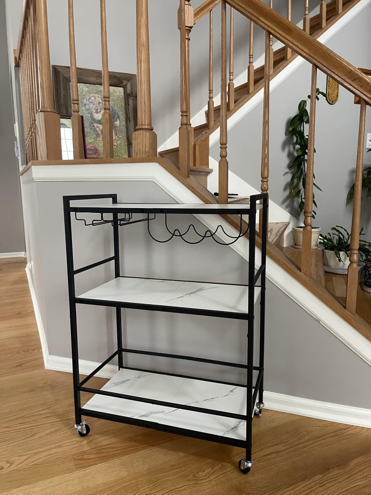 TUTOTAK Bar Cart with Wheels, Drink Cart with Wine Rack and Glass Holder customer photo 1