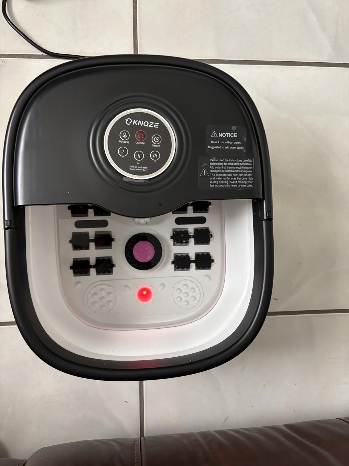 KNQZE Collapsible Foot Spa Bath with Heat & Remote Control, Bubble Massage, Temperature Control, Red Light (Black) customer photo 2