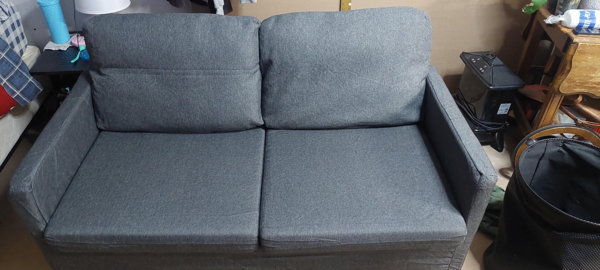 TYBOATLE 51'' Dark Grey Small Couch Loveseat, 2-Seater Linen Sofa customer photo 2