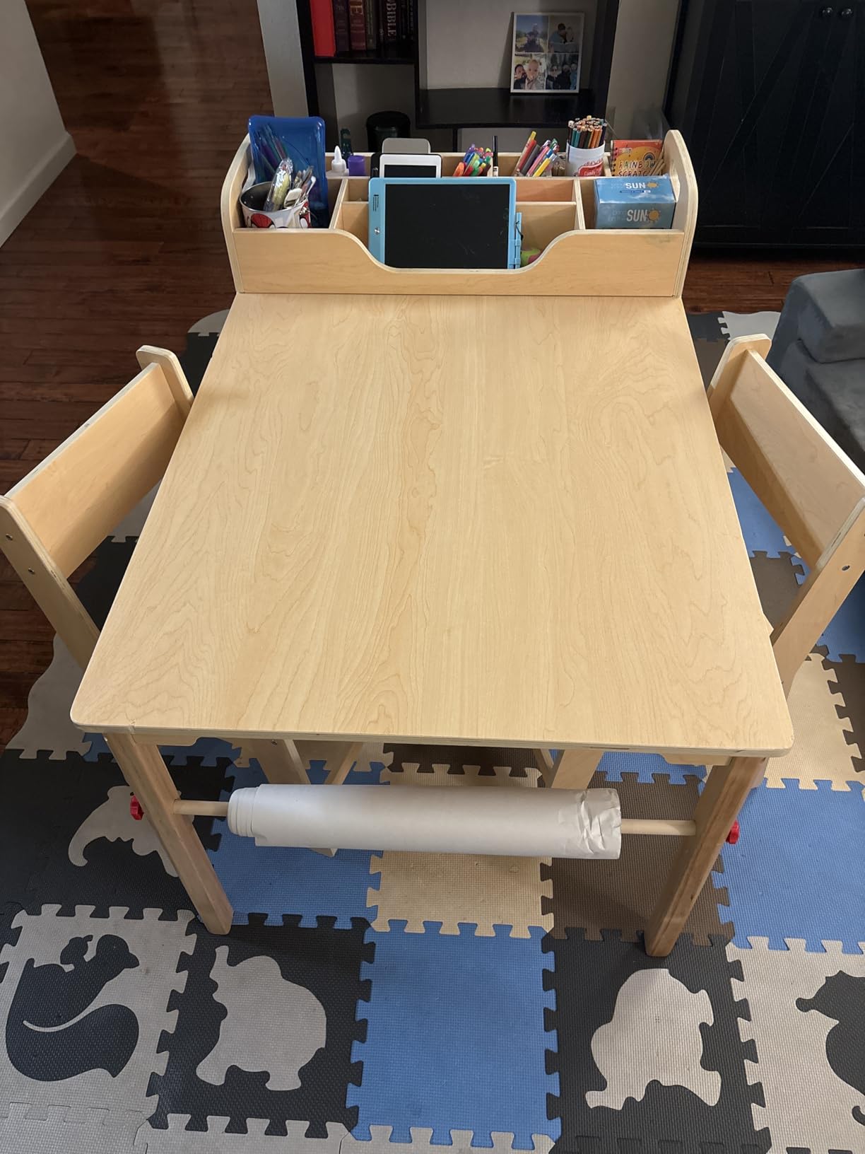 GDLF Kids Art Table and 2 Chairs with Storage, Ages 8-12, 47 x 30 Inch customer photo 2