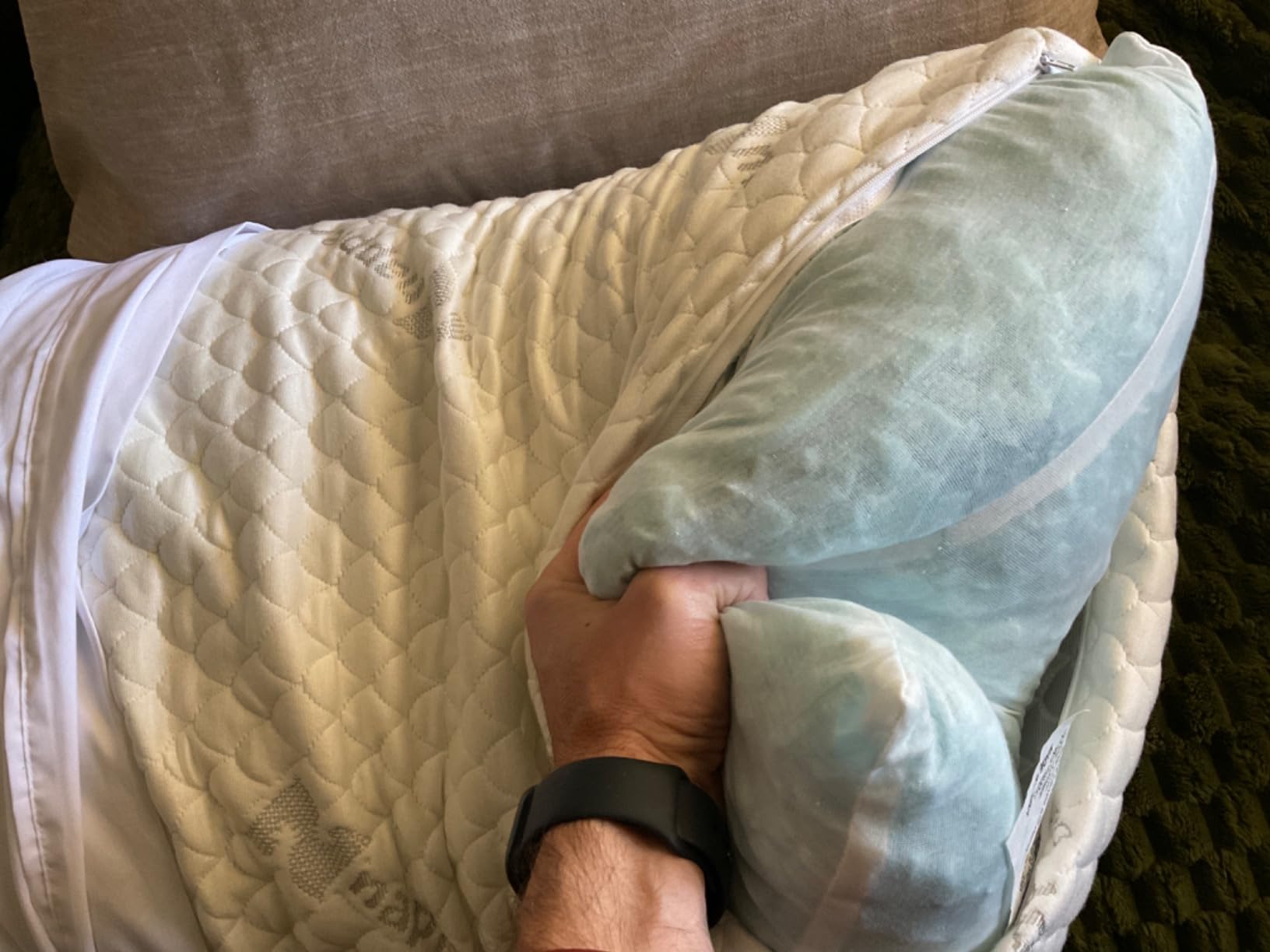 Nappler Cooling Pillow for hot Sleepers - Bed Pillows Queen Size Premium Set of 2 - Adjustable Shredded Memory Foam - Medium to Firm Pillows for Back, Stomach & Side Sleepers -Washable Cover customer photo 2