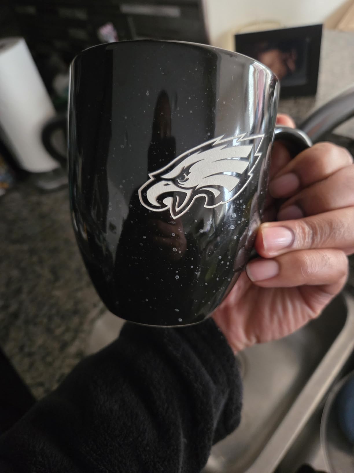 Rico Industries NFL Football 16 oz Team Color Laser Engraved Speckled Ceramic Coffee Mug customer photo 2
