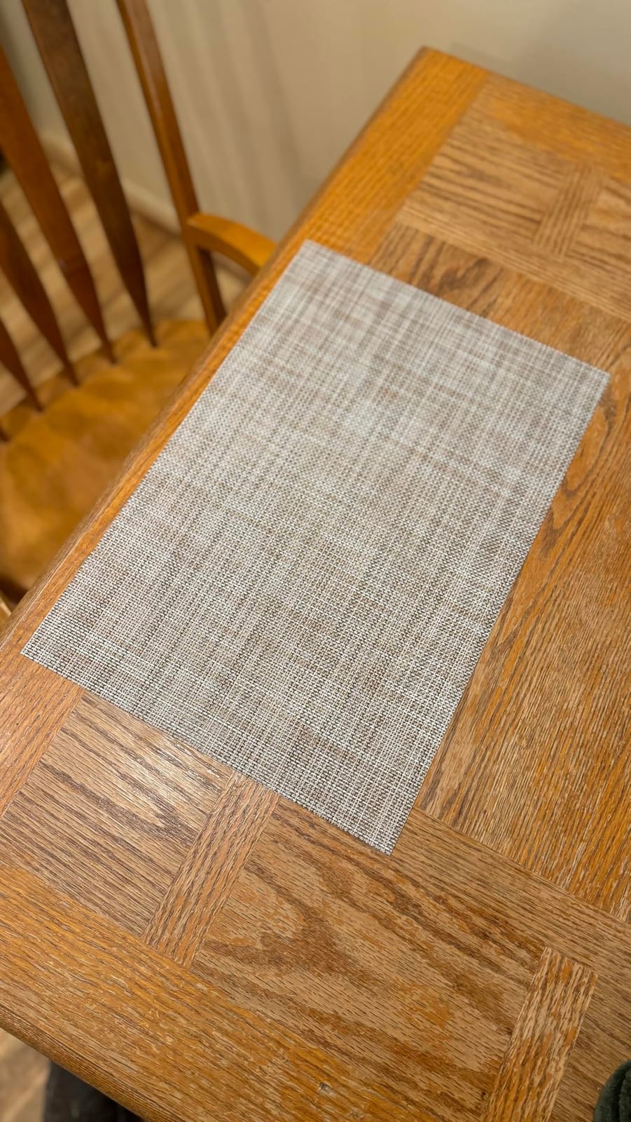 Beige Placemats Set of 6 - Heat-Resistant, Non-Slip Table Mats, Washable Woven Vinyl for Indoor & Outdoor Dining customer photo 1
