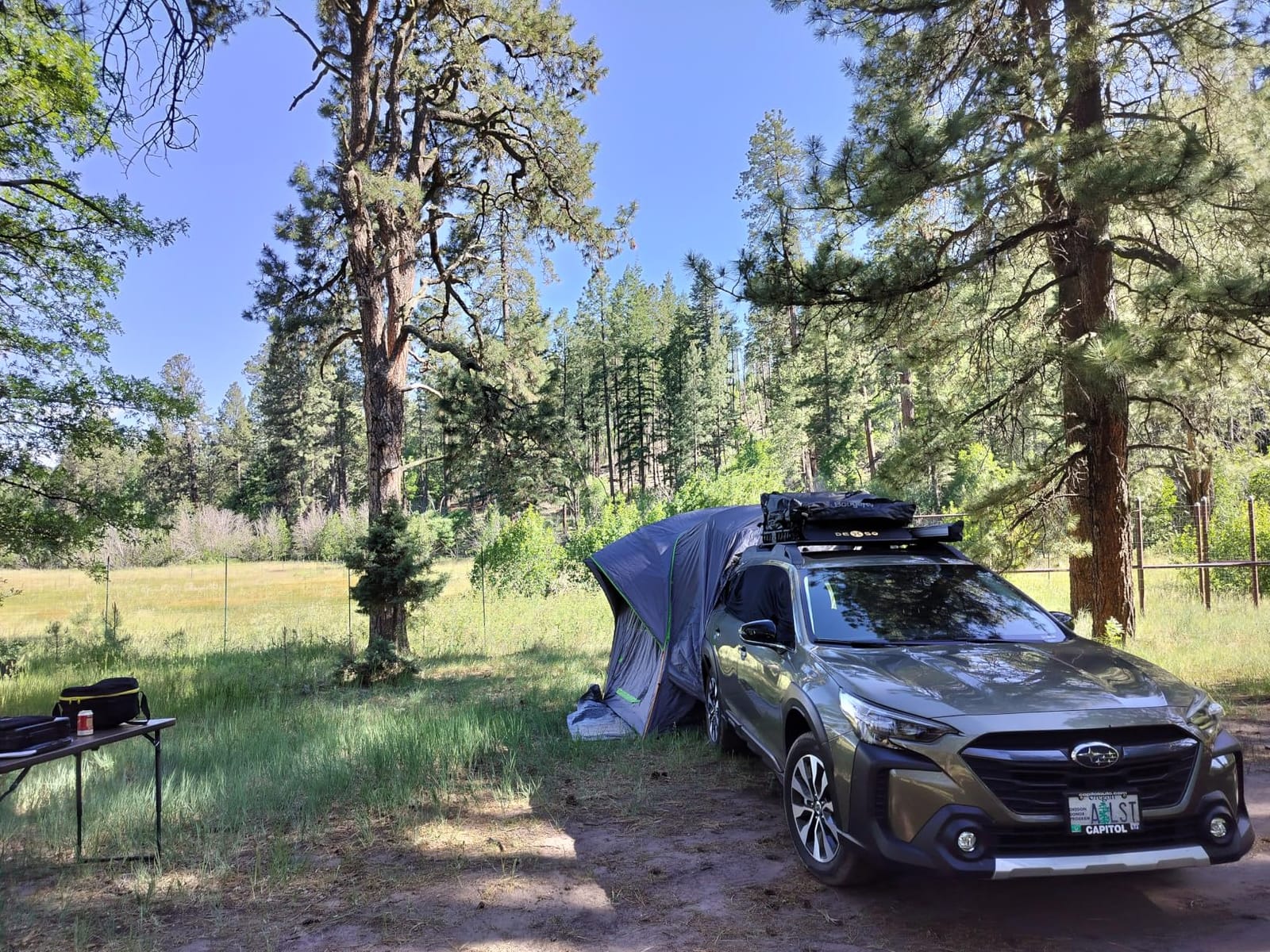 JOYTUTUS SUV Tent for Camping with Rainfly, Double Door Design Car Tent with Aluminum Poles, SUV Tailgate Tent with Waterproof PU2000mm Double Layer for 4-8 Person, Orange customer photo 2