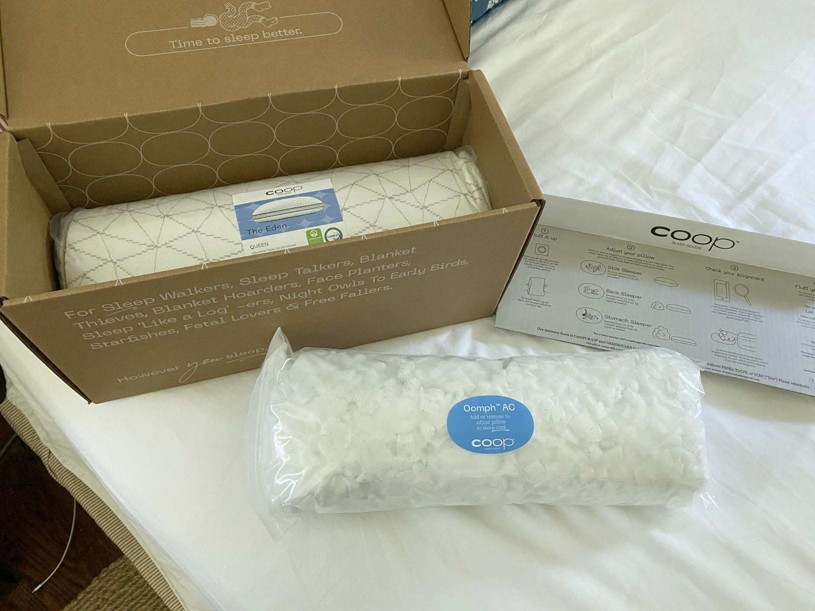 Coop Home Goods Cool+ Adjustable Pillow, Queen Size Plus Shaped Memory Foam Pillows with Cooling Gel, Back, Stomach or Side Sleeper, Neck Support for Sleeping, CertiPUR-US/GREENGUARD Gold customer photo 1