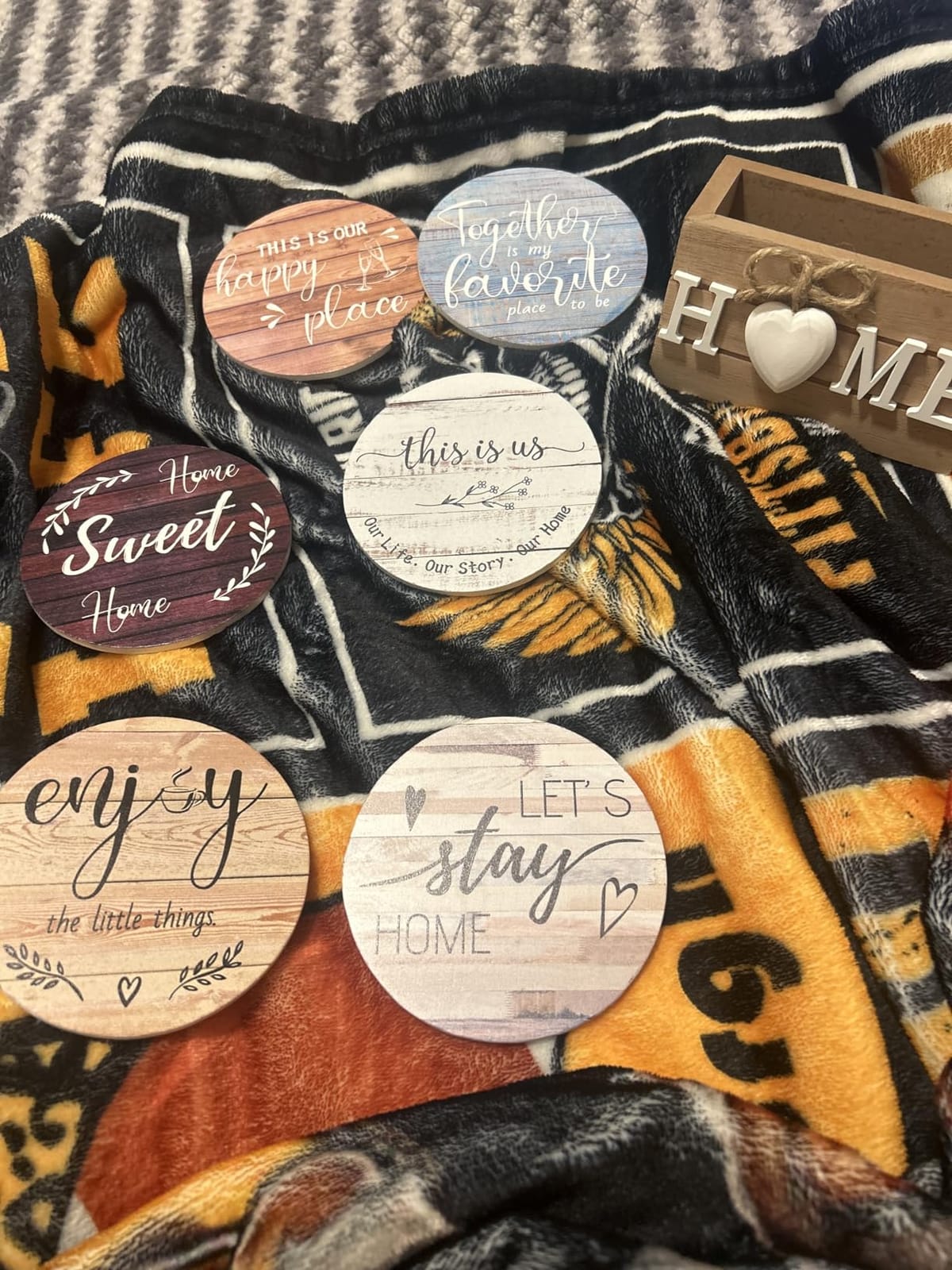 Queekay House Warming Gifts New Home Farmhouse Coasters Set of 6, Mixed customer photo 2