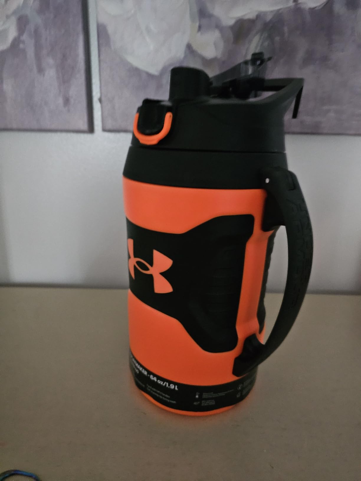 Under Armour Insulated Water Bottle with Handle & Fence Hook, Half Gallon Sports Water Jug, Leak-Resistant & BPA-Free for Baseball, Football & Gym - Black/Black, 64oz customer photo 2