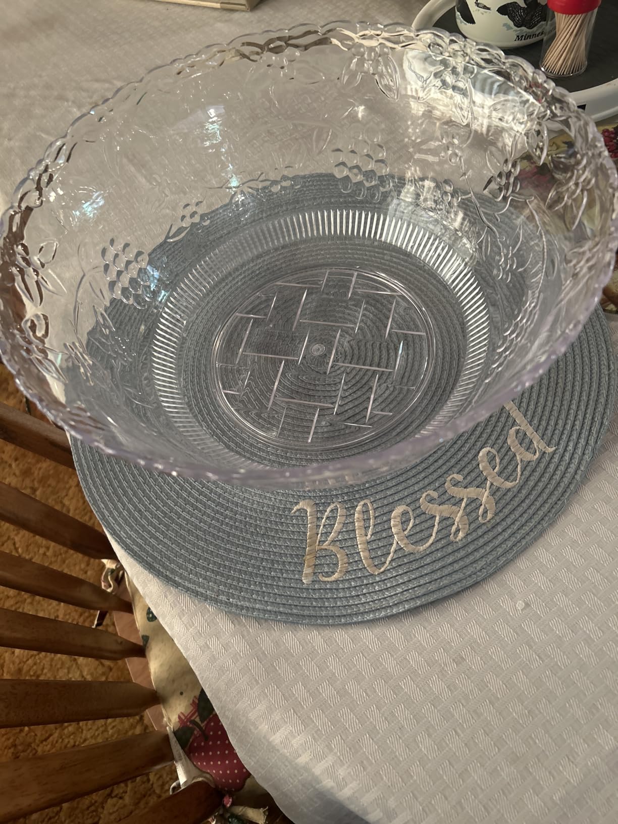 S.G Premium Quality Plastic Punch Bowl with Ladle - 2 Gallon Punch Bowl with Ladle - Embroidered Design 8 Quart large Serving Bowl with 5 oz Plastic Serving Ladle/Spoon for Parties, Holidays, and more customer photo 2