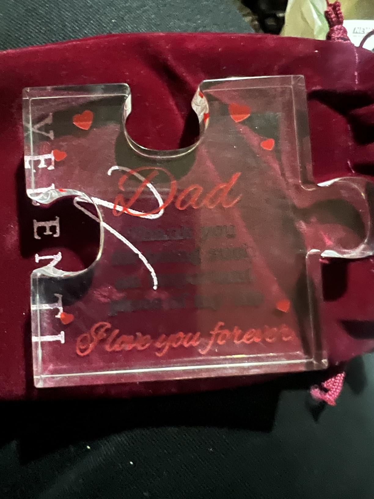 VELENTI Fathers Day Dad Birthday Gift - Engraved Acrylic Block Puzzle Dad Keepsake 3.35 x 2.76 Inch - Cool Father's Day Presents from Daughter, Son, Mom - Heartwarming Men Birthday Gift Idea customer photo 2