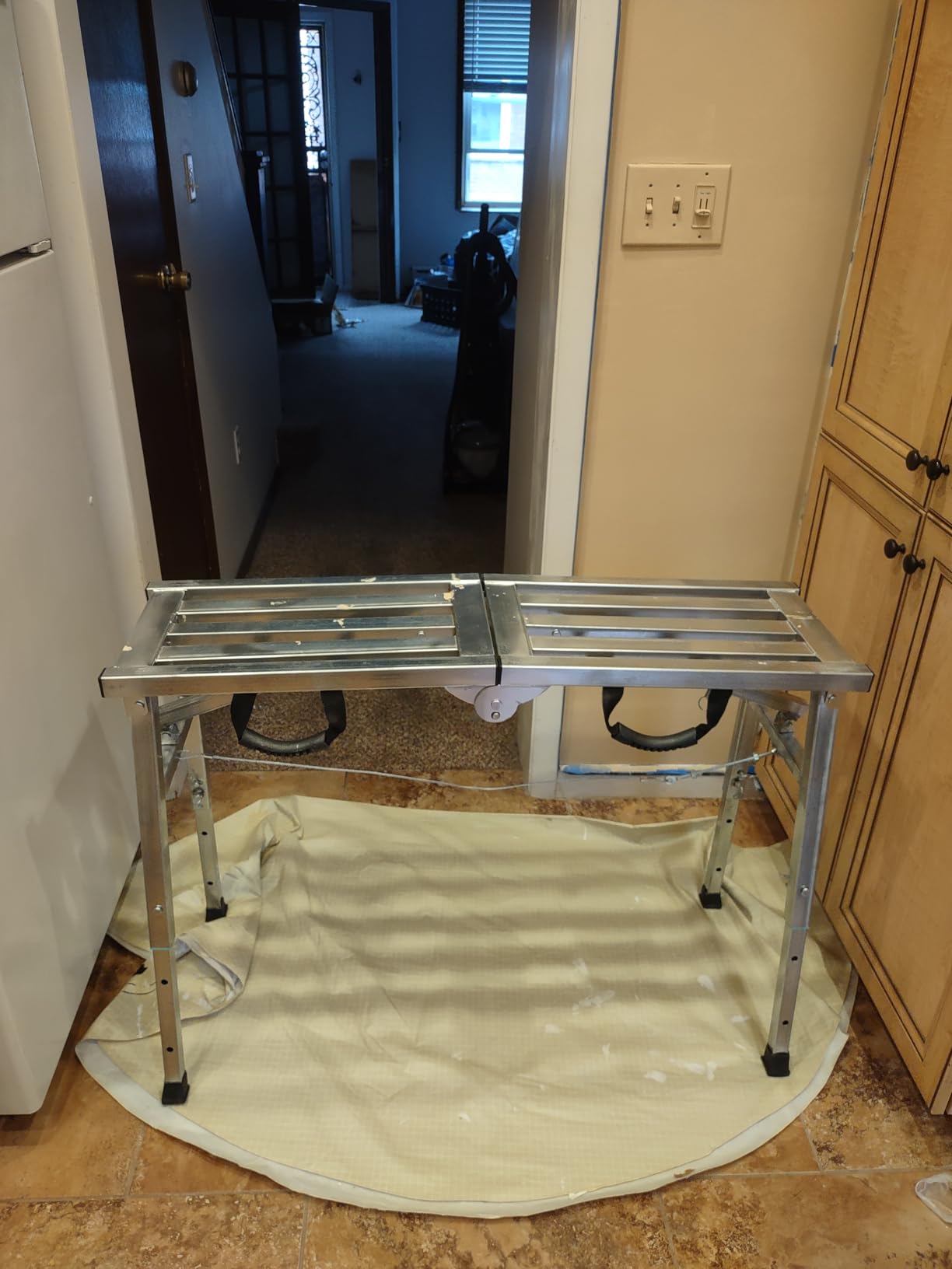 Adjustable Work Platform with 800 lb Duty Rating, Steel Step Ladder, Portable Folding Scaffolding Platform for RV Cleaning High Painting Walls, Drywall, Decorating (180 CM) customer photo 1