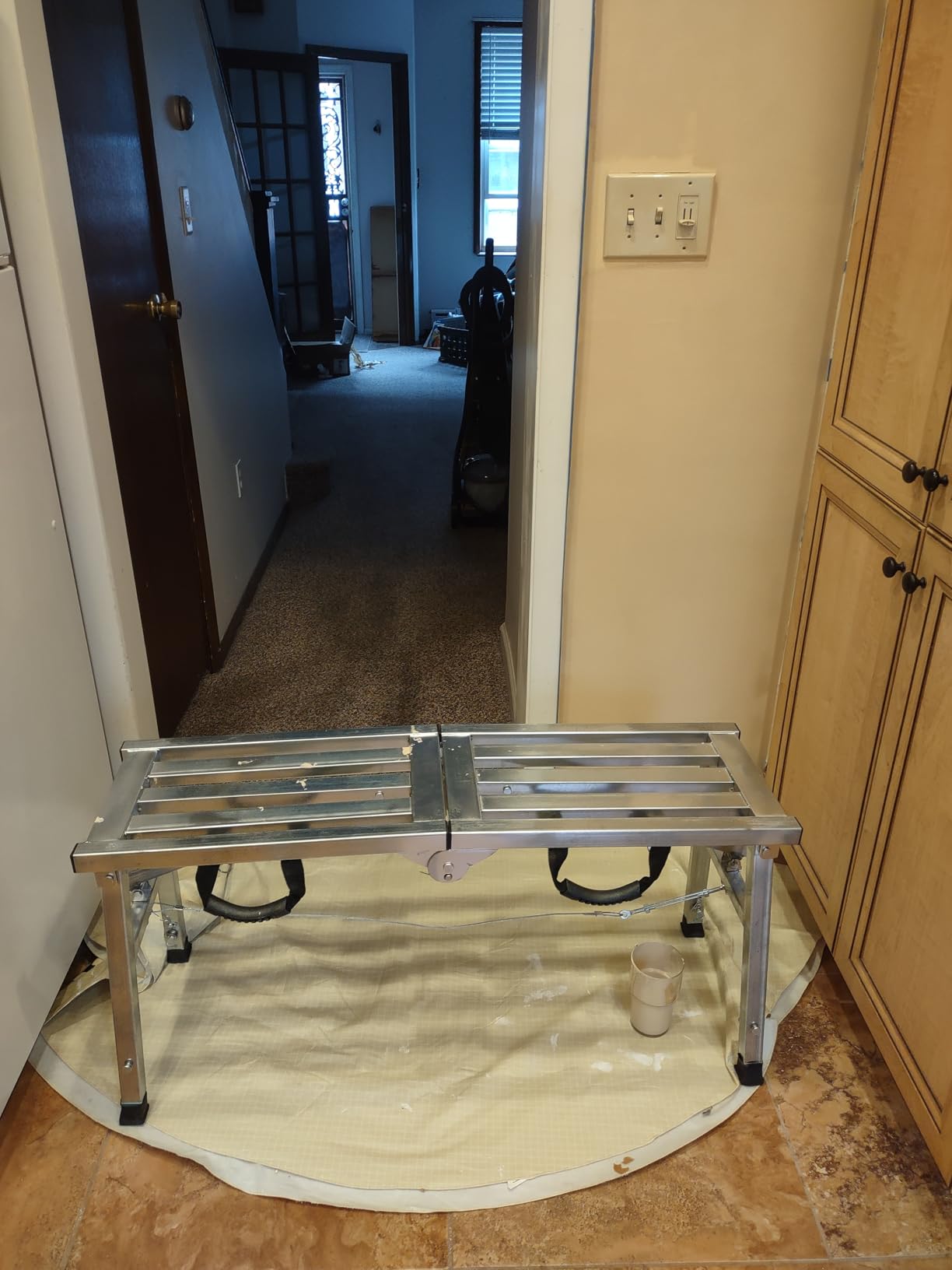Adjustable Work Platform with 800 lb Duty Rating, Steel Step Ladder, Portable Folding Scaffolding Platform for RV Cleaning High Painting Walls, Drywall, Decorating (180 CM) customer photo 2