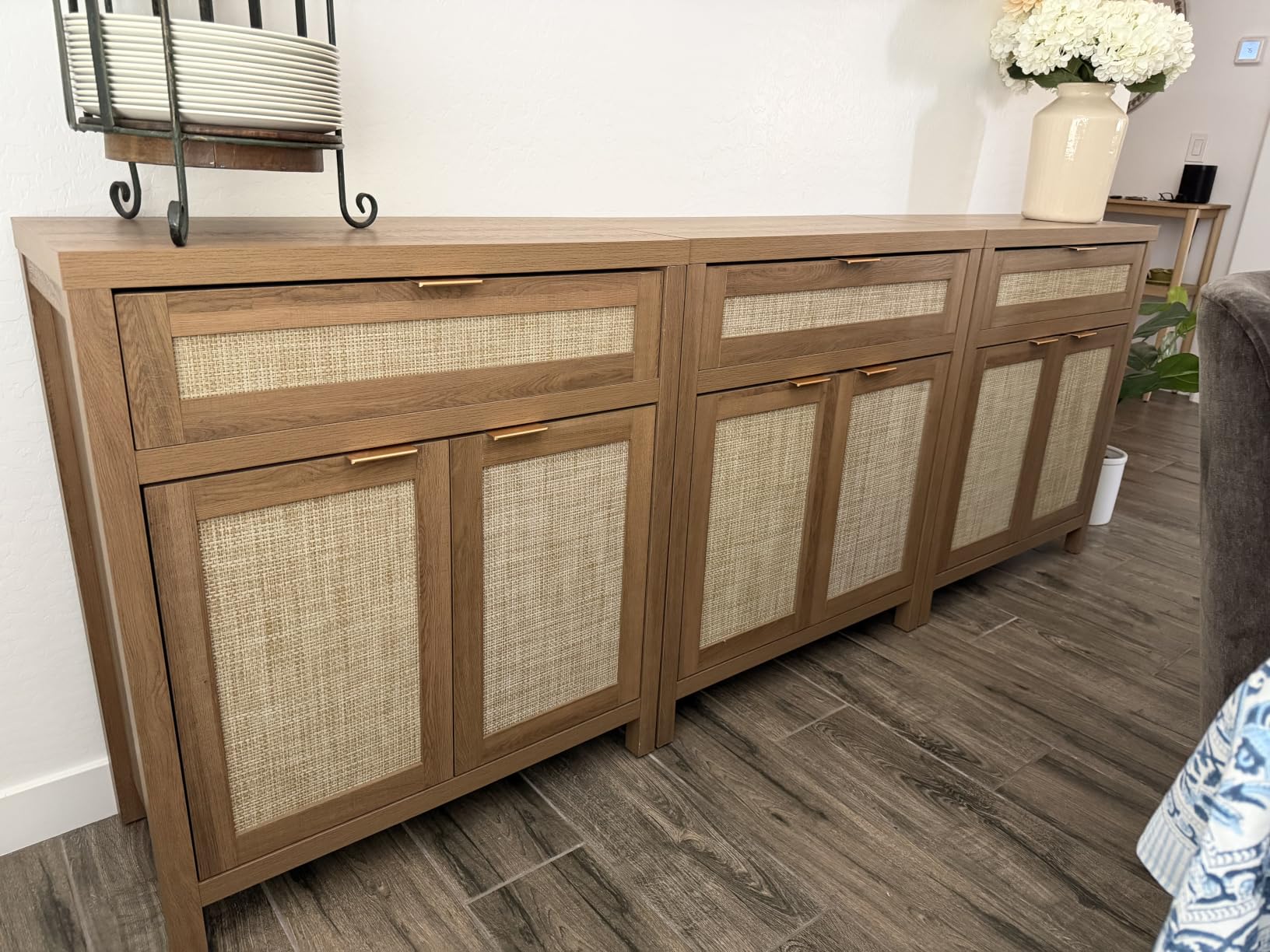 SICOTAS Buffet Cabinet Sideboard with Storage, Rattan Accent Cabinet customer photo 1