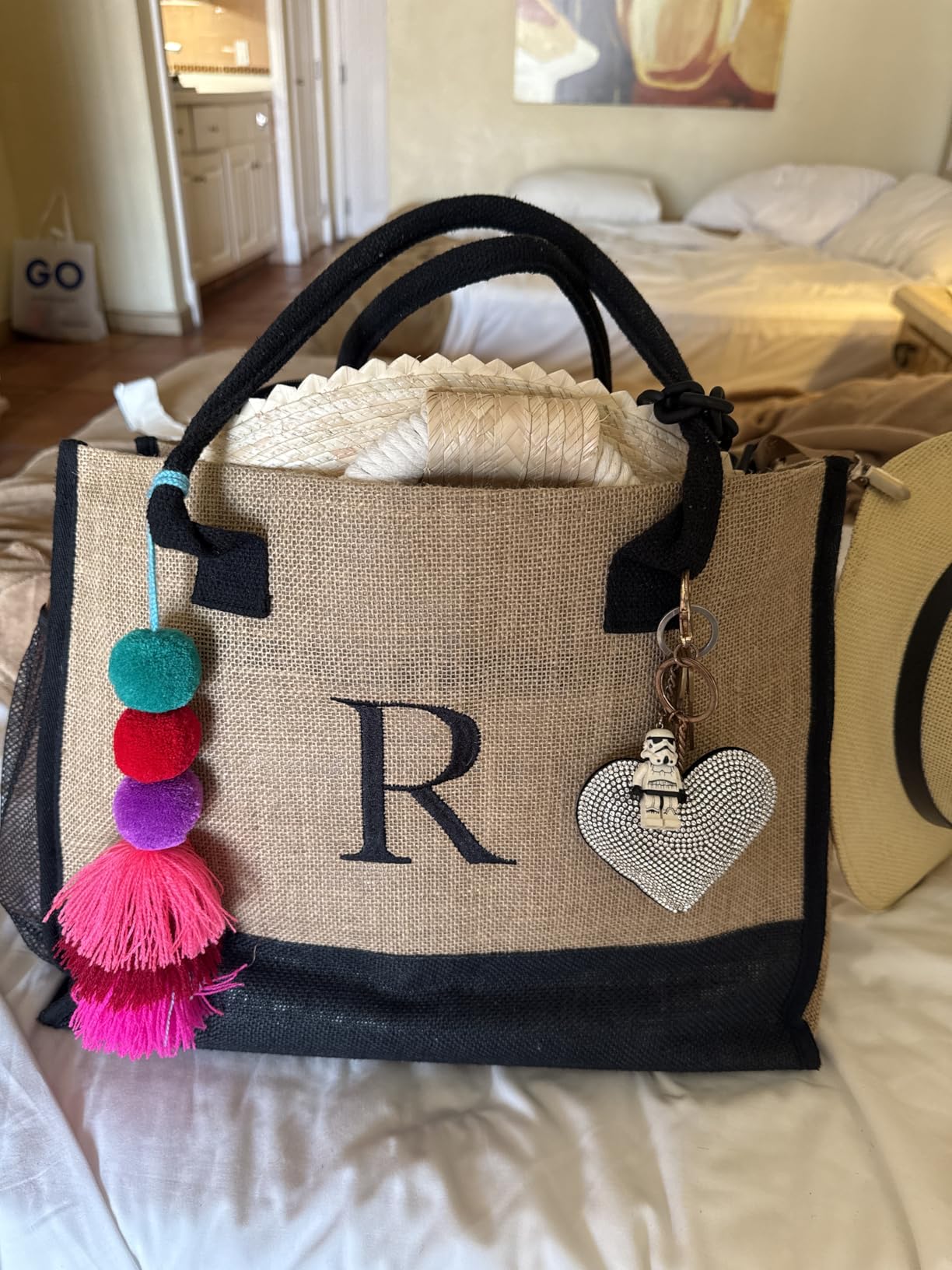 YOOLIFE Personalized Gifts for Women, Initial Jute Tote Bag & Makeup Bag customer photo 2