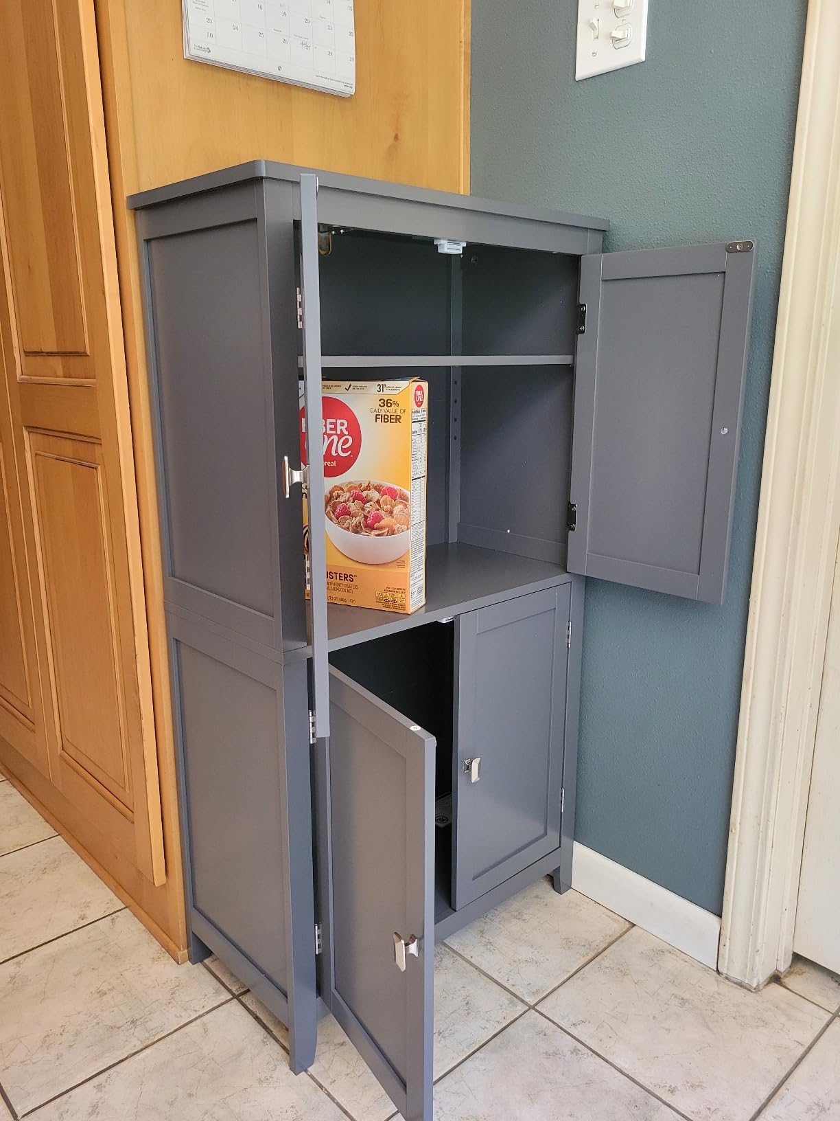 VASAGLE Bathroom Floor Storage Cabinet with 4 Doors, Cloud White customer photo 1