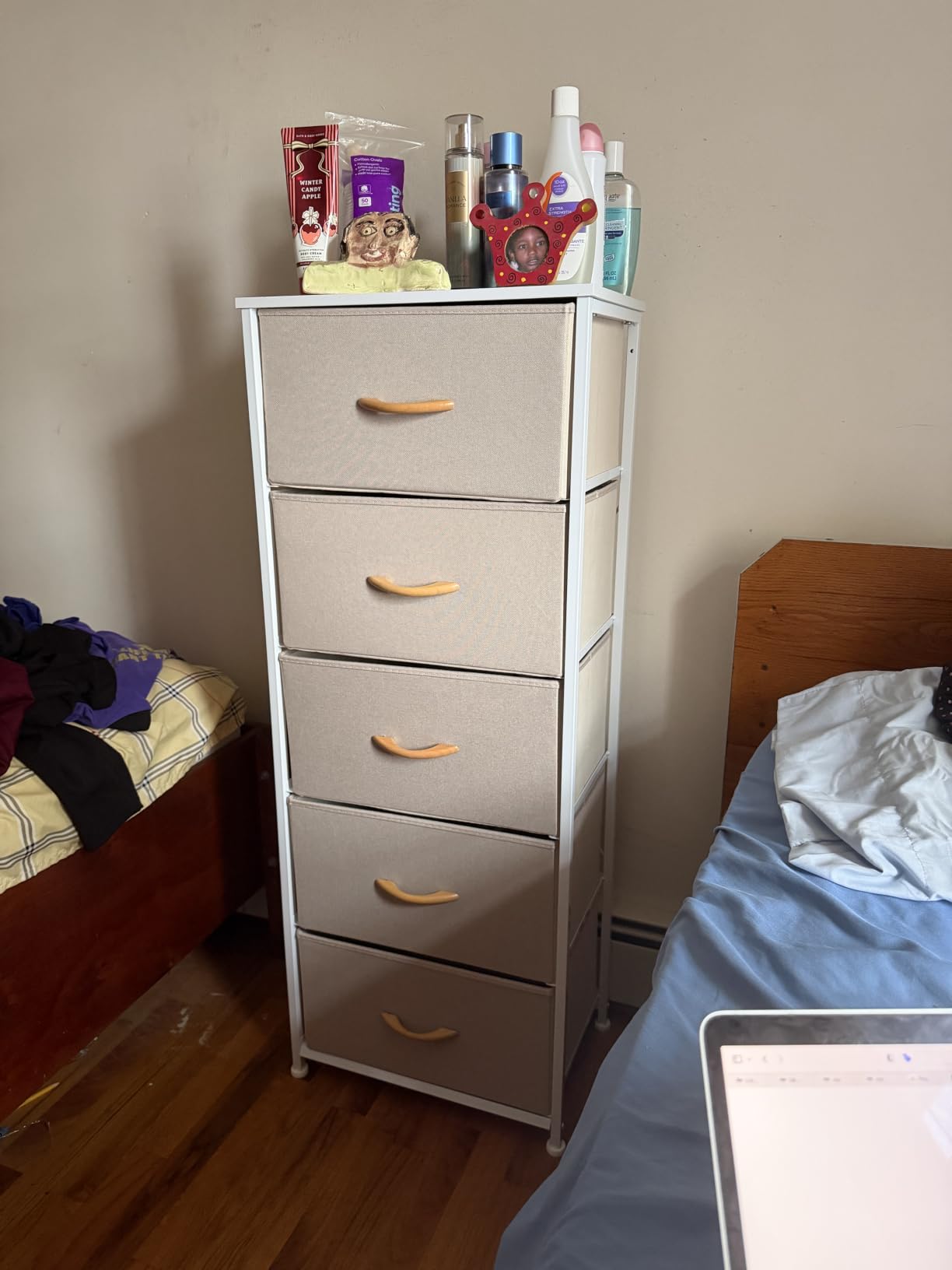 Tall Dresser Vertical Fabric Storage Tower Organizer, 5 Drawers (White) customer photo 2