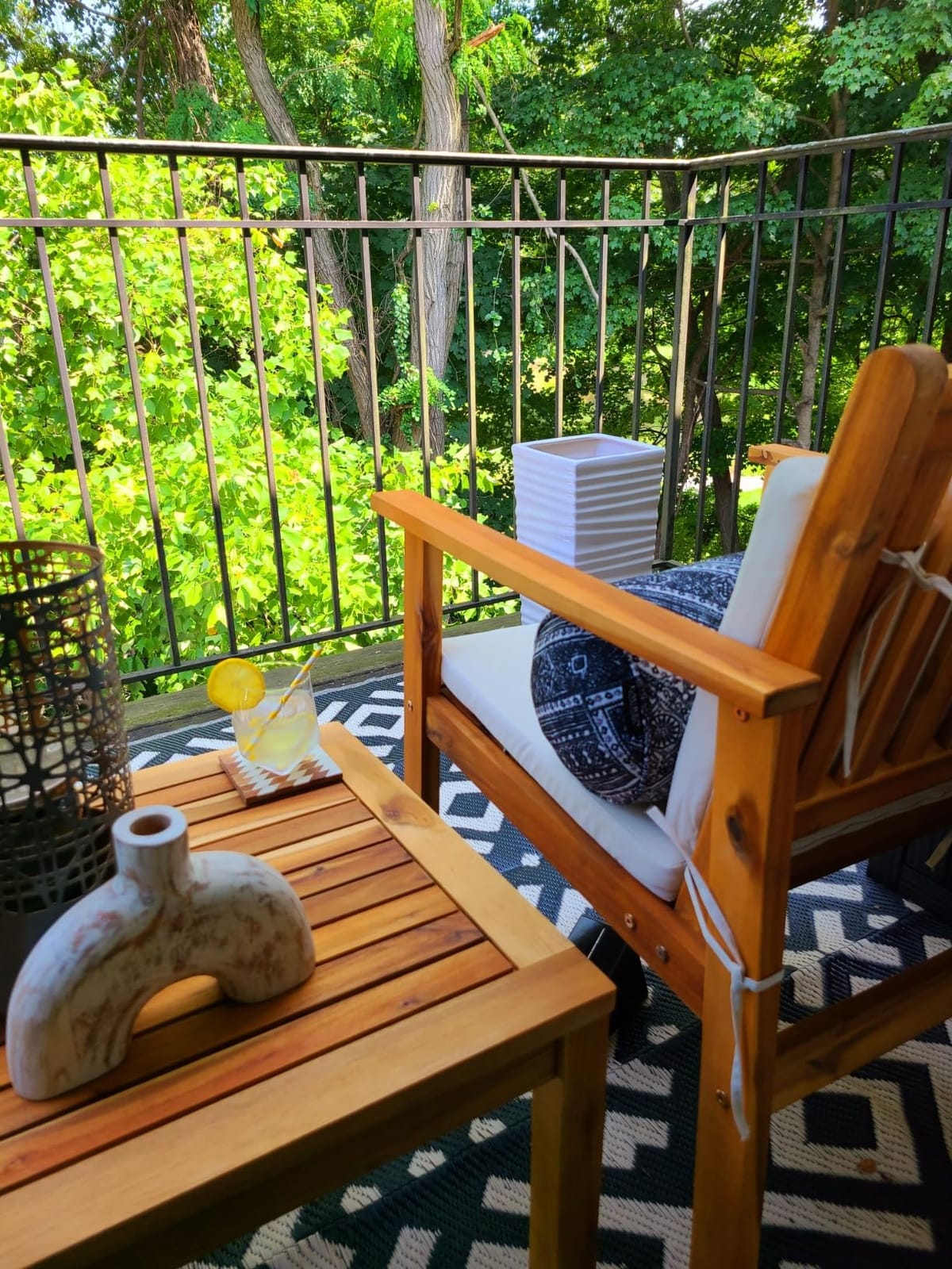 Flamaker 3 Pieces Porch Chairs Acacia Wood Balcony Furniture (Natural) customer photo 2