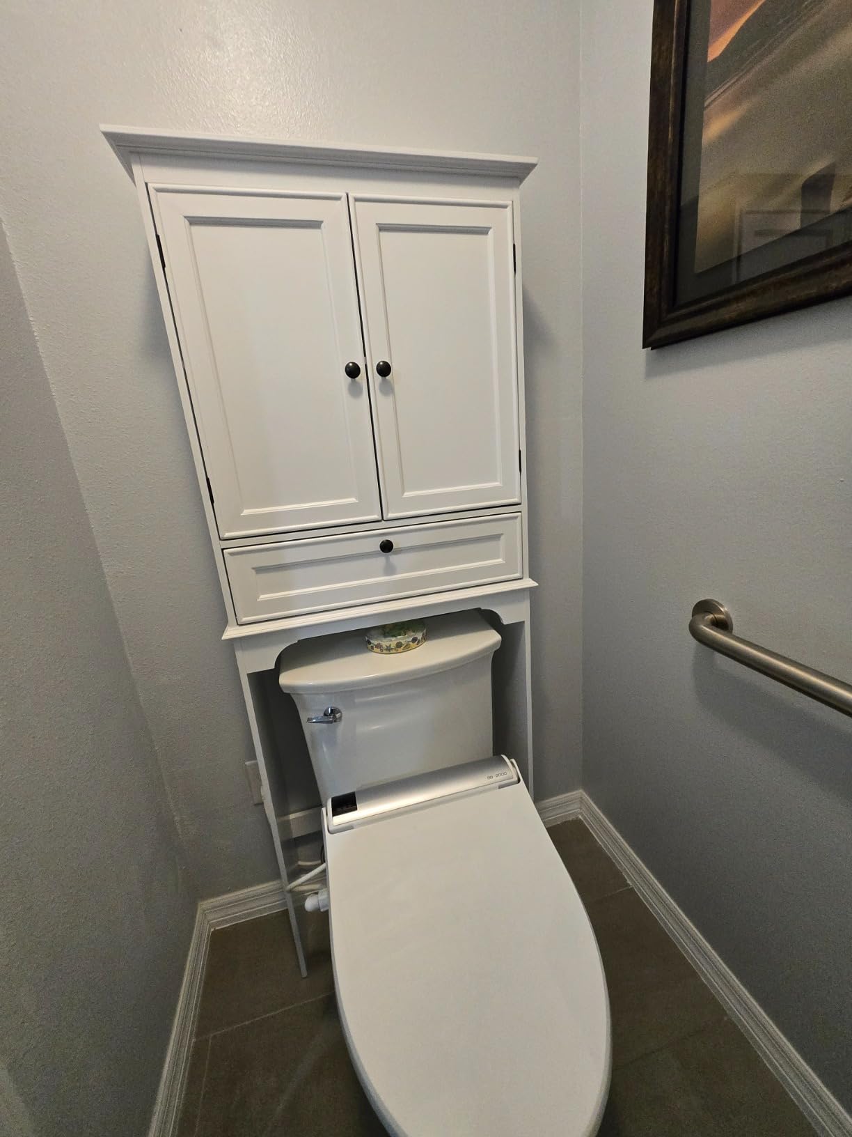 Spirich Bathroom Over the Toilet Storage Cabinet with Tilt-Out Cube, White customer photo 2
