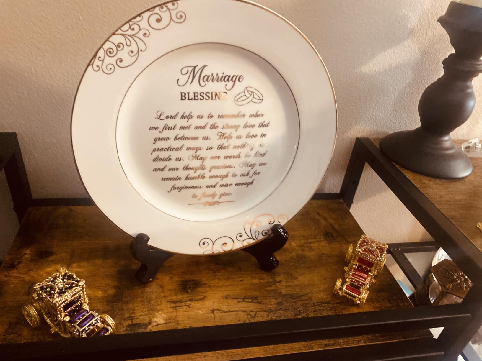 Urllinz 25th Anniversary Plate with Platinum Foil - Silver 25 Year Marriage Anniversary Wedding Gifts for Couple Her Him Husband Wife, 9