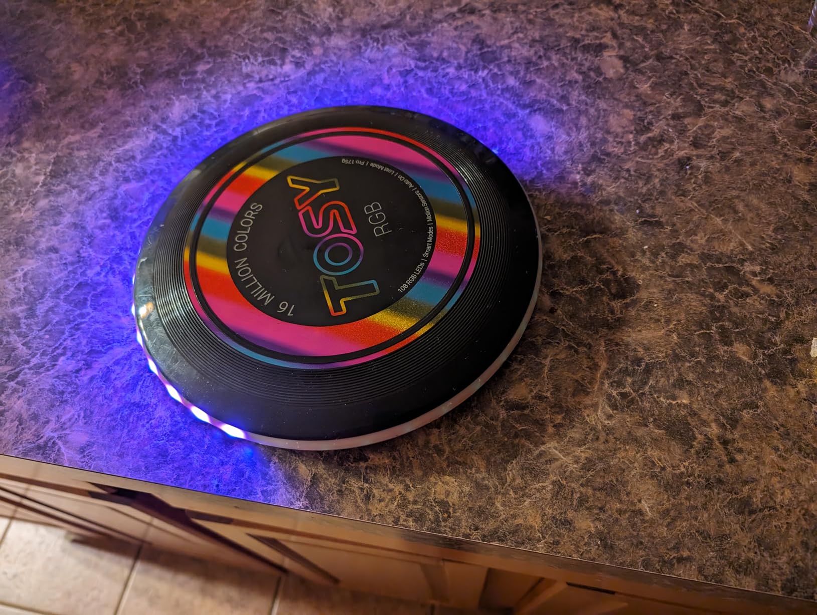 TOSY Flying Disc - 16 Million Colors RGB LEDs, Extremely Bright, Smart Modes, Camping Essentials for Teens/Kids/Adults/Men/Boys/Girls, Auto Light Up, Rechargeable, Waterproof, 175g customer photo 2