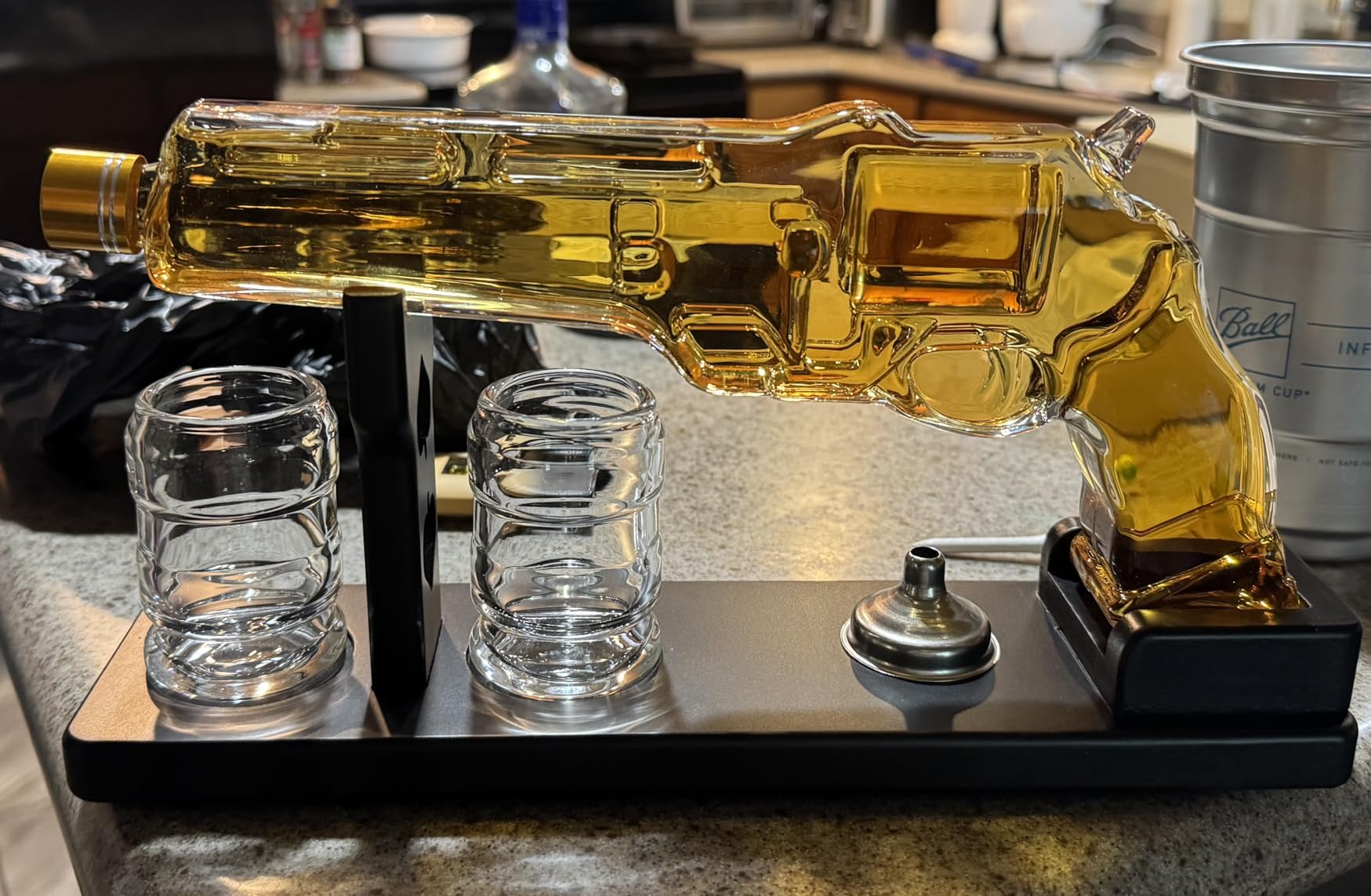 Kollea Novelty Whiskey Decanter Gift Set with 2 Grenade Glasses customer photo 2